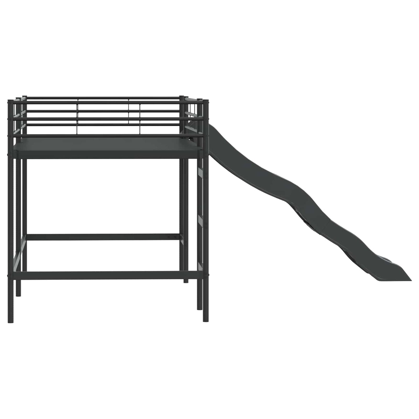Kinder-Loftbett mit Rutsche Schwarz und Anthrazit 80 x 200 cm