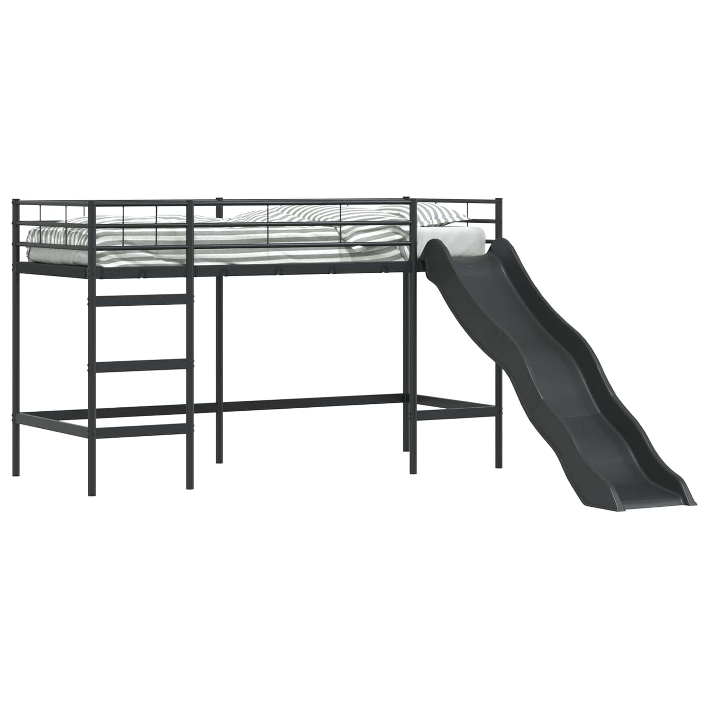Kinder-Loftbett mit Rutsche Schwarz und Anthrazit 90 x 190 cm