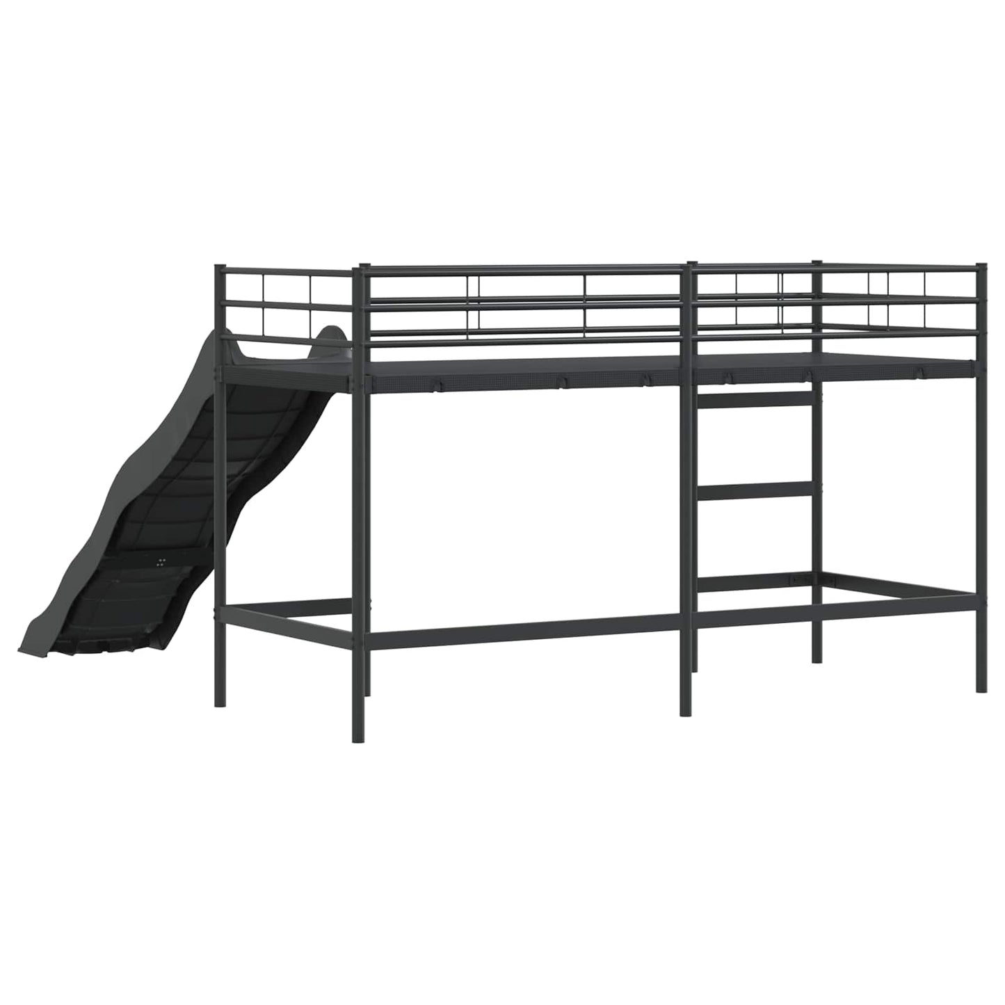 Kinder-Loftbett mit Rutsche Schwarz und Anthrazit 90 x 190 cm