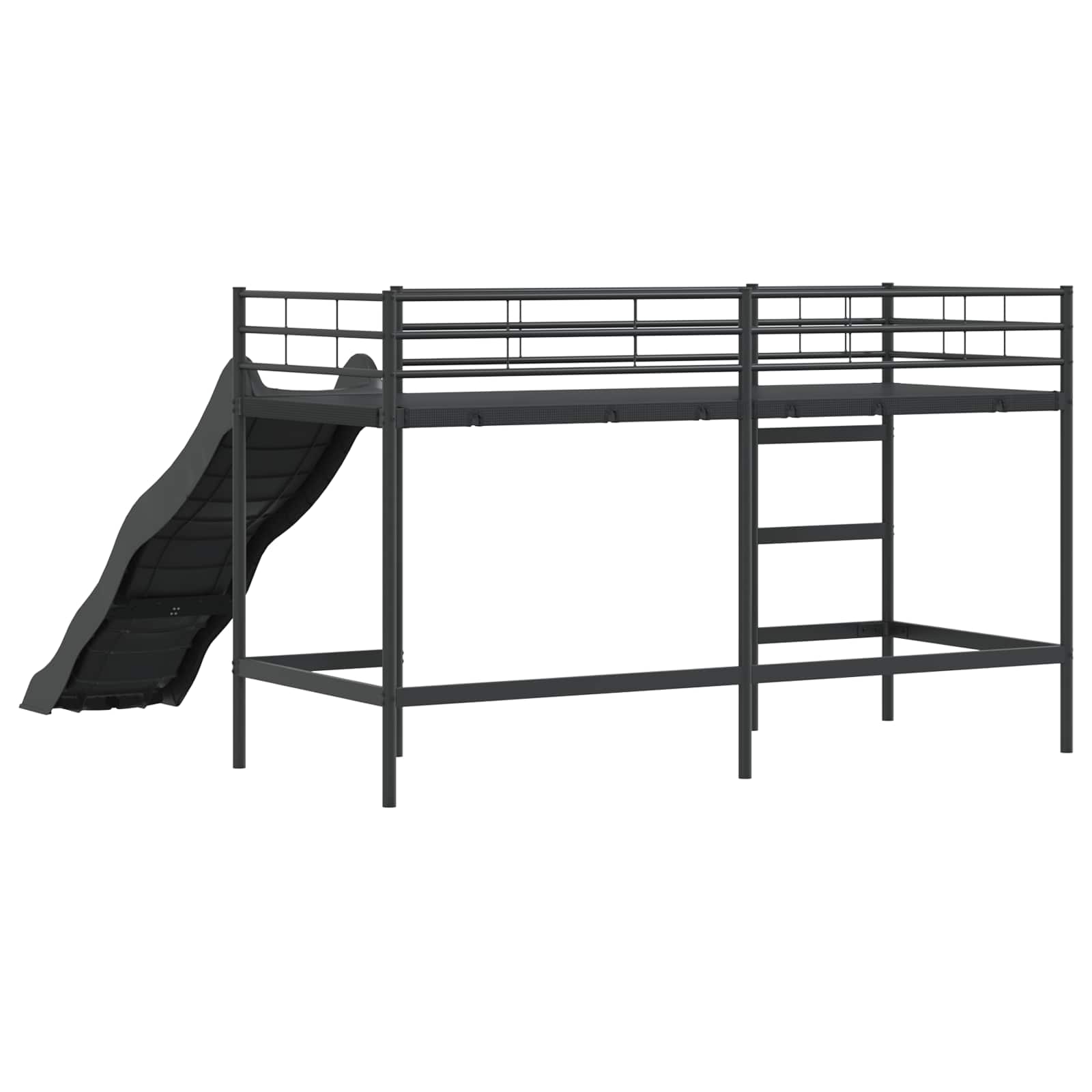 Kinder-Loftbett mit Rutsche Schwarz und Anthrazit 90 x 190 cm