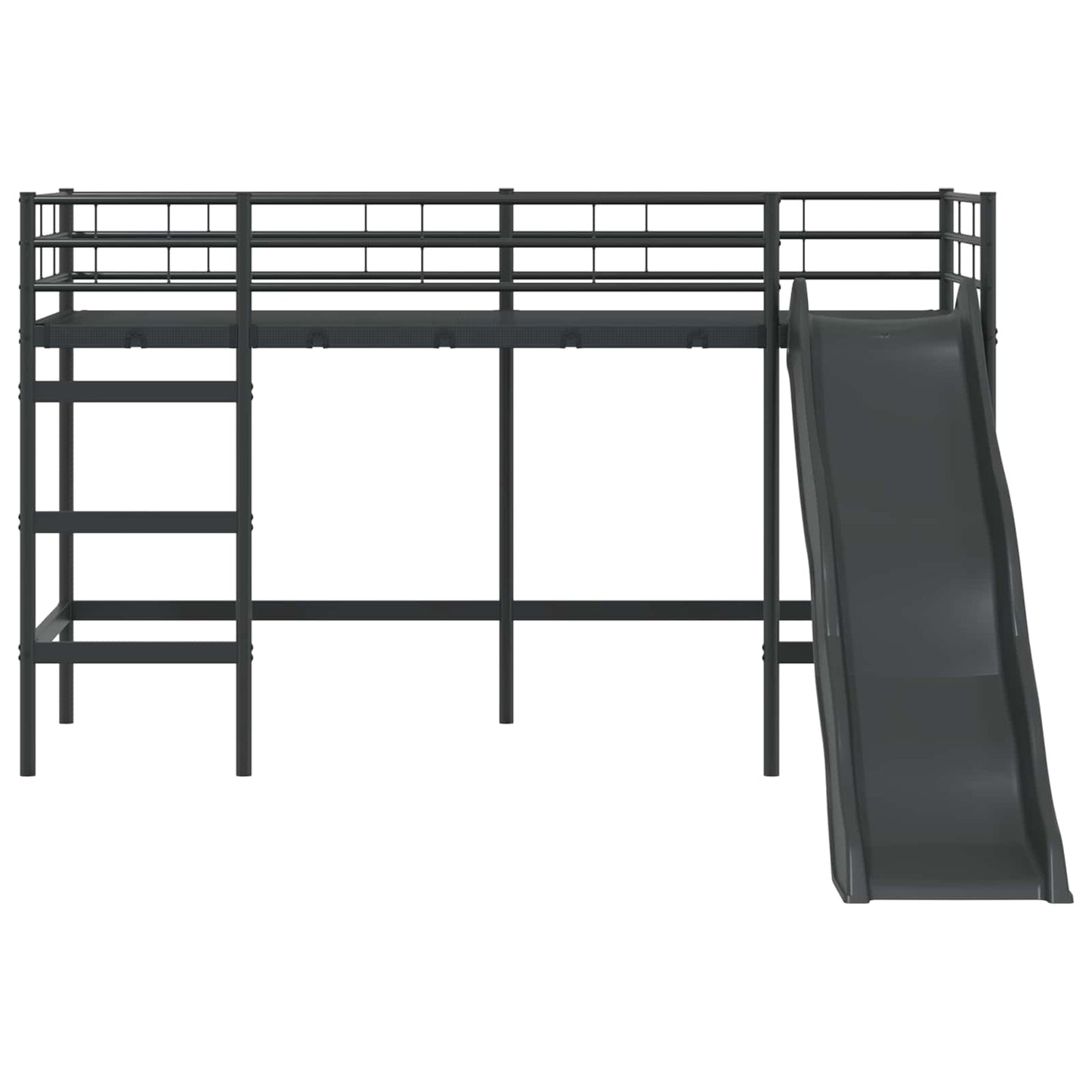 Kinder-Loftbett mit Rutsche Schwarz und Anthrazit 90 x 190 cm