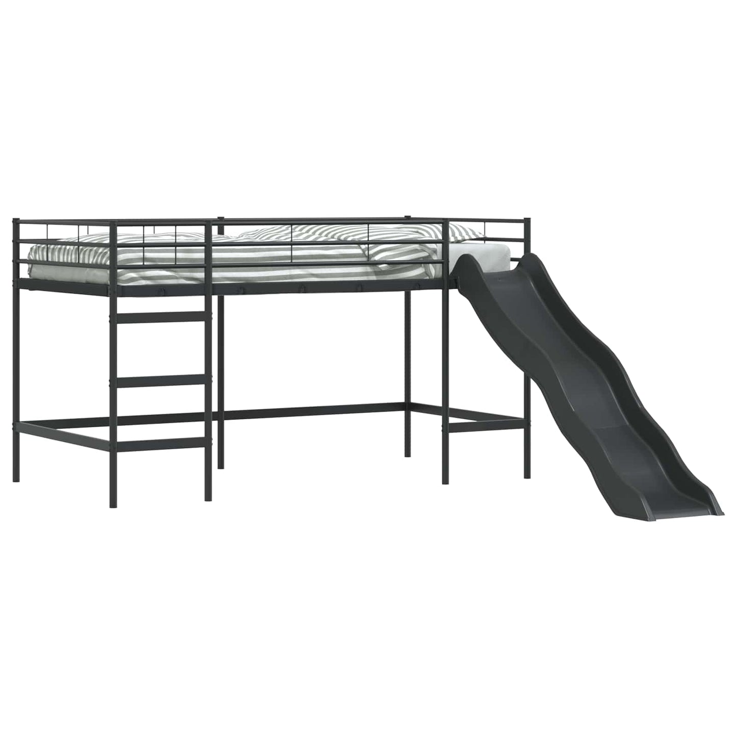 Kinder-Loftbett mit Rutsche Schwarz und Anthrazit 90 x 200 cm