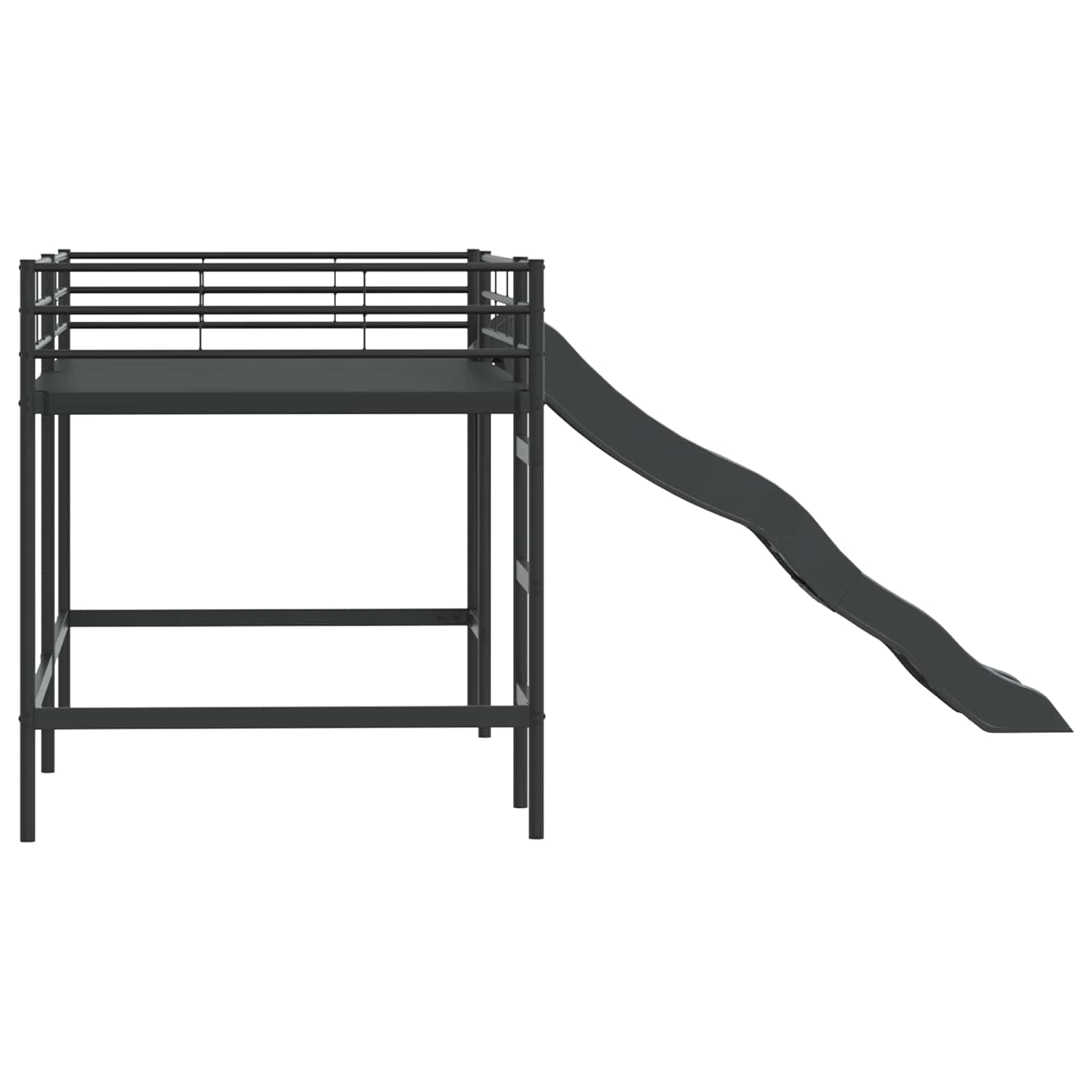 Kinder-Loftbett mit Rutsche Schwarz und Anthrazit 90 x 200 cm