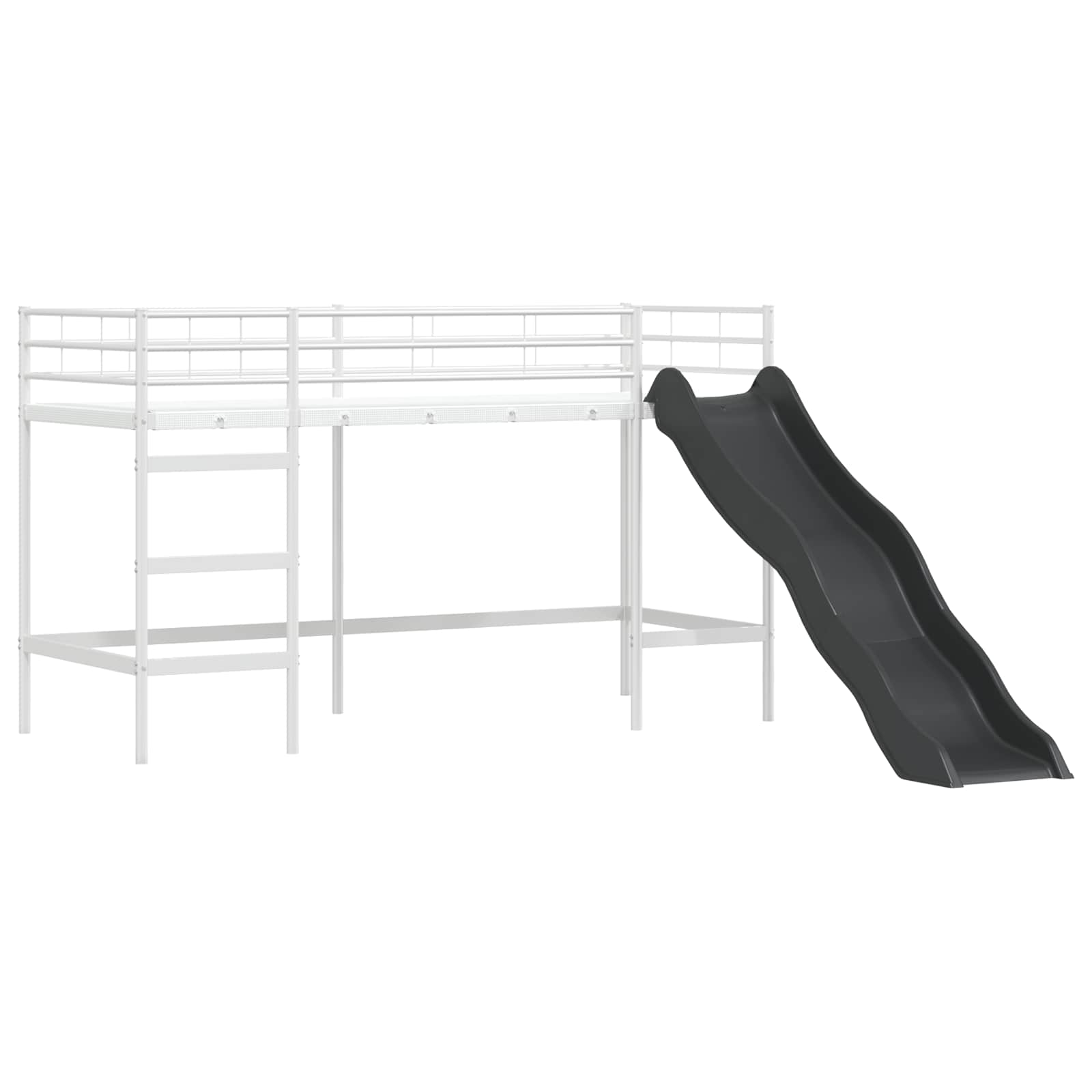 Kinder-Loftbett mit Rutsche Weiß und Anthrazit 75 x 190 cm
