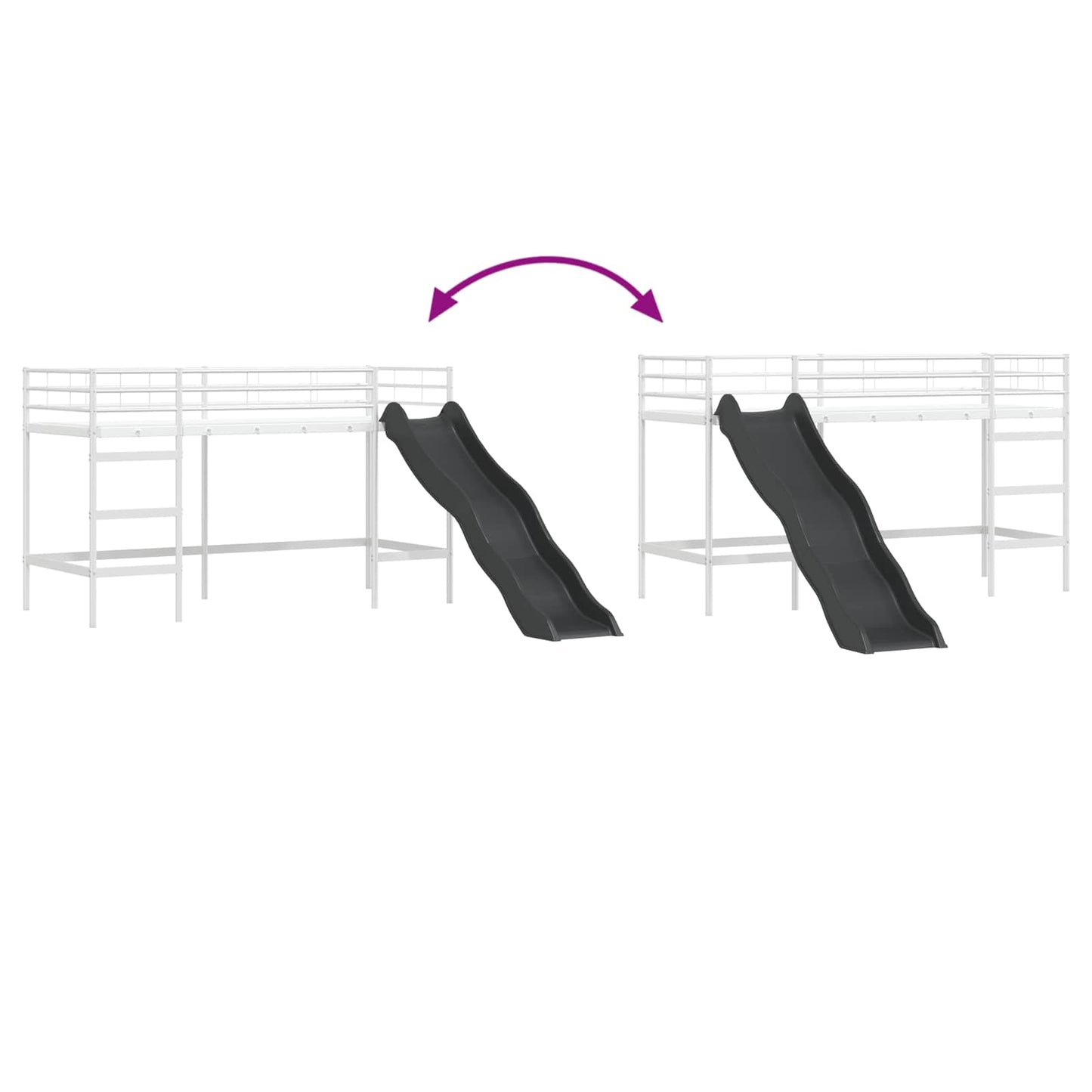 Kinder-Loftbett mit Rutsche Weiß und Anthrazit 75 x 190 cm