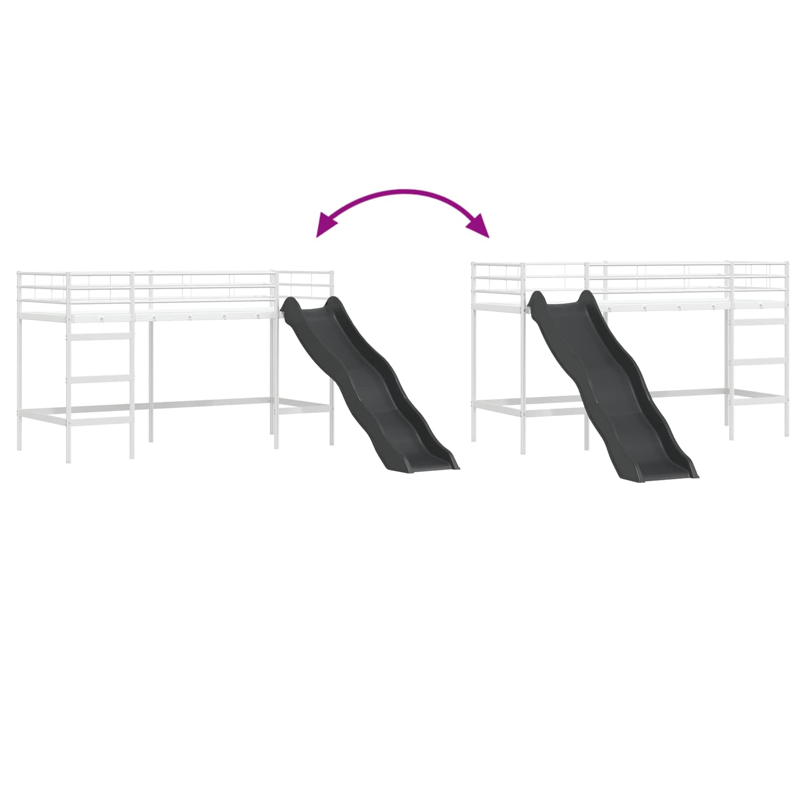 Kinder-Loftbett mit Rutsche Weiß und Anthrazit 75 x 190 cm