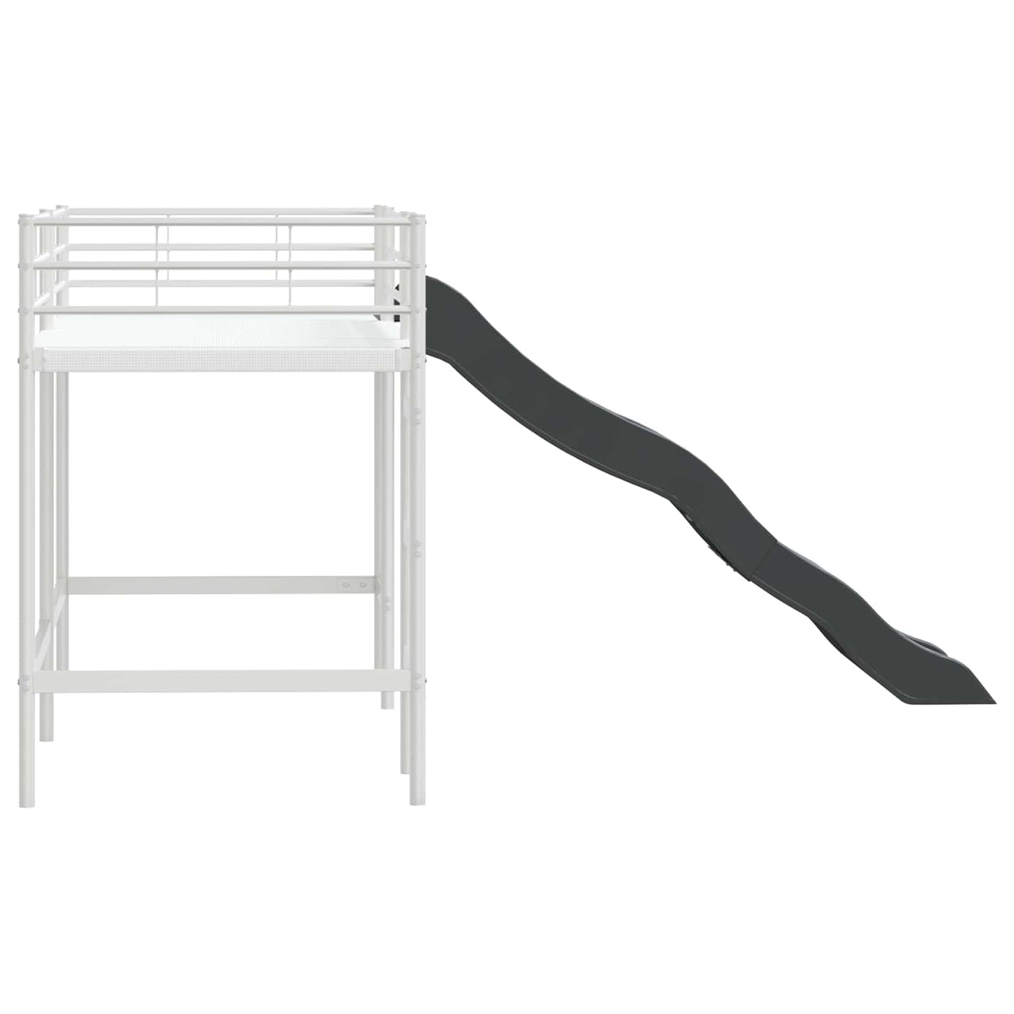 Kinder-Loftbett mit Rutsche Weiß und Anthrazit 75 x 190 cm