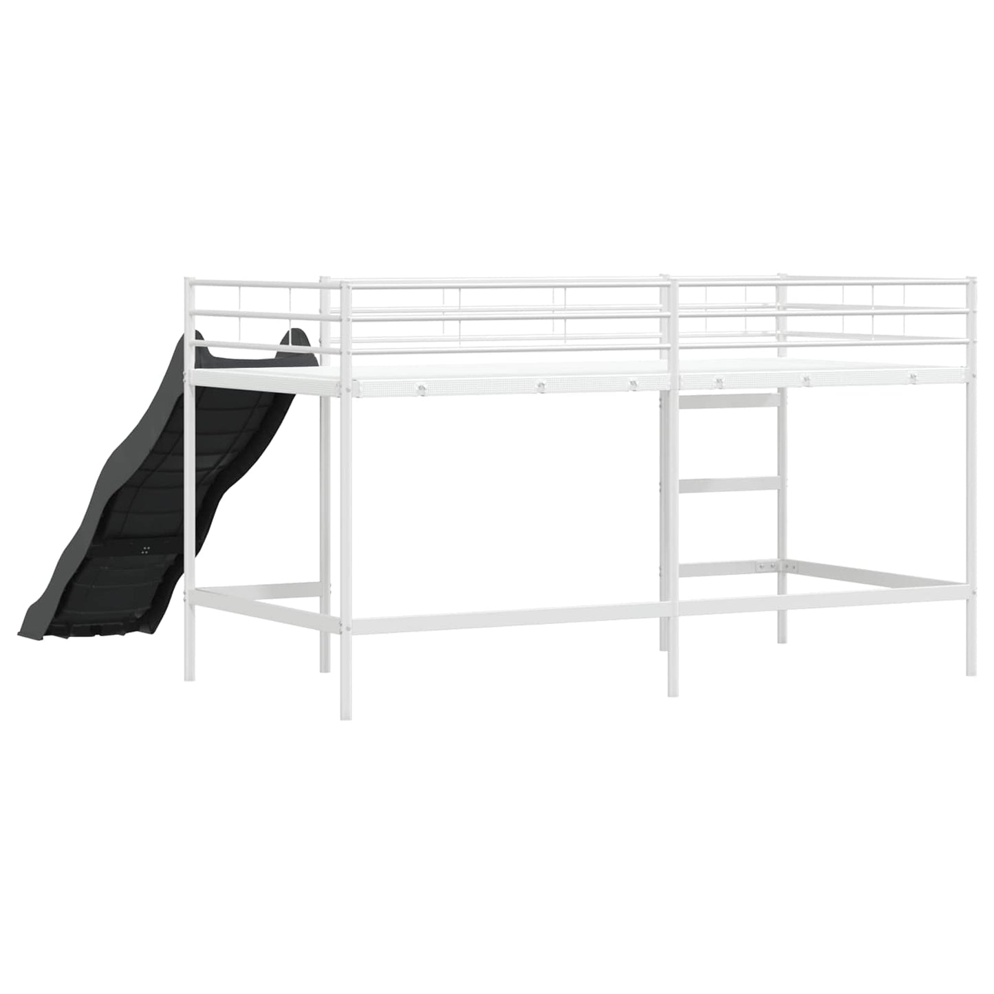 Kinder-Loftbett mit Rutsche Uni Weiß und Anthrazit 80 x 200 cm