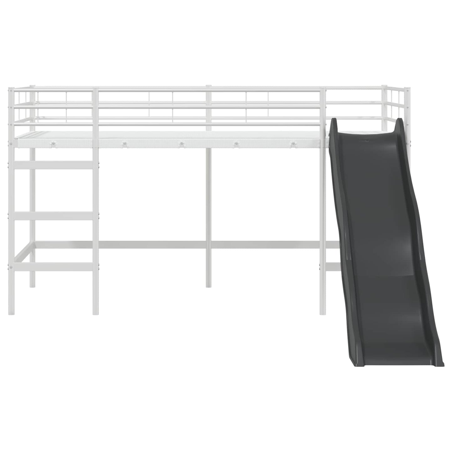 Kinder-Loftbett mit Rutsche Uni Weiß und Anthrazit 80 x 200 cm