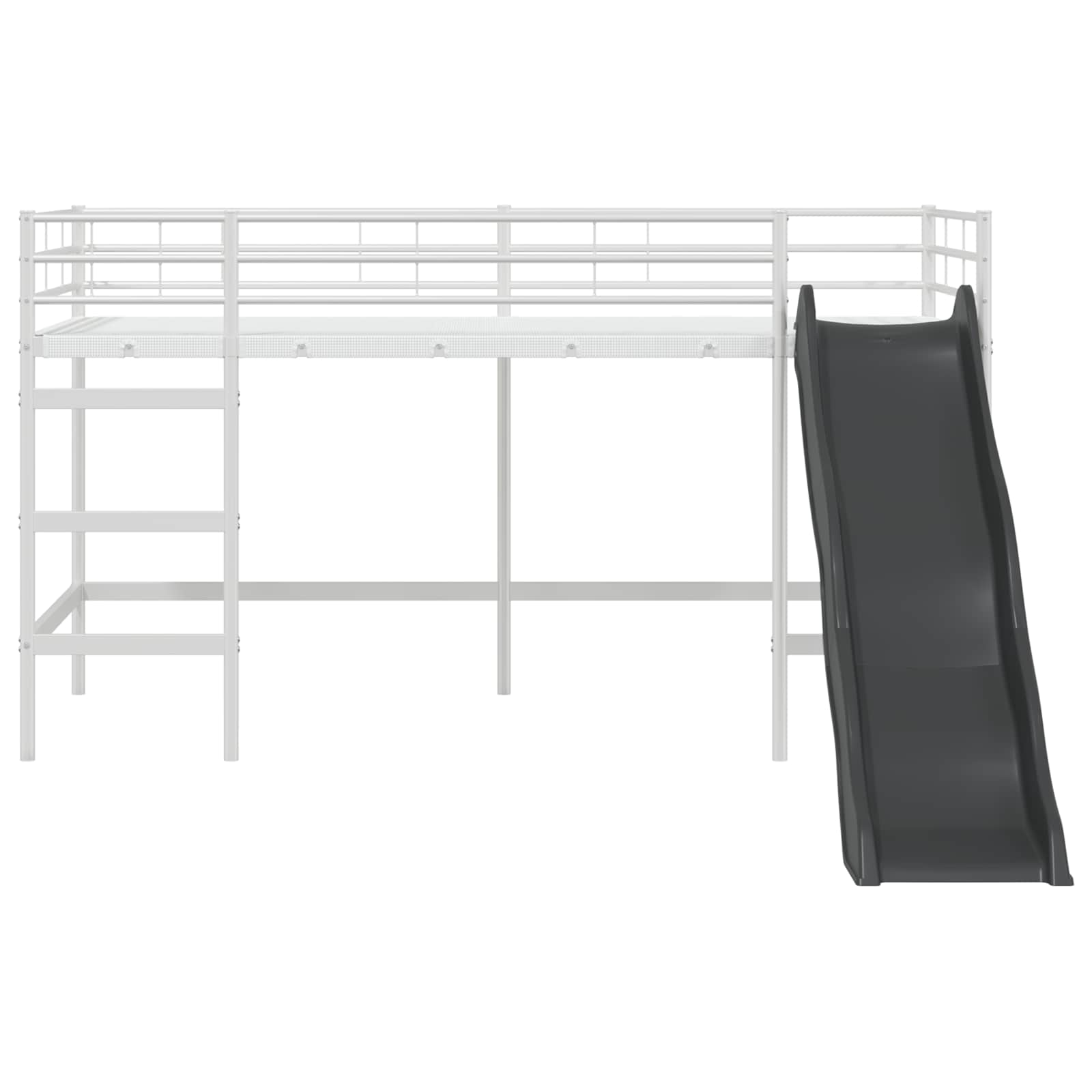 Kinder-Loftbett mit Rutsche Uni Weiß und Anthrazit 80 x 200 cm