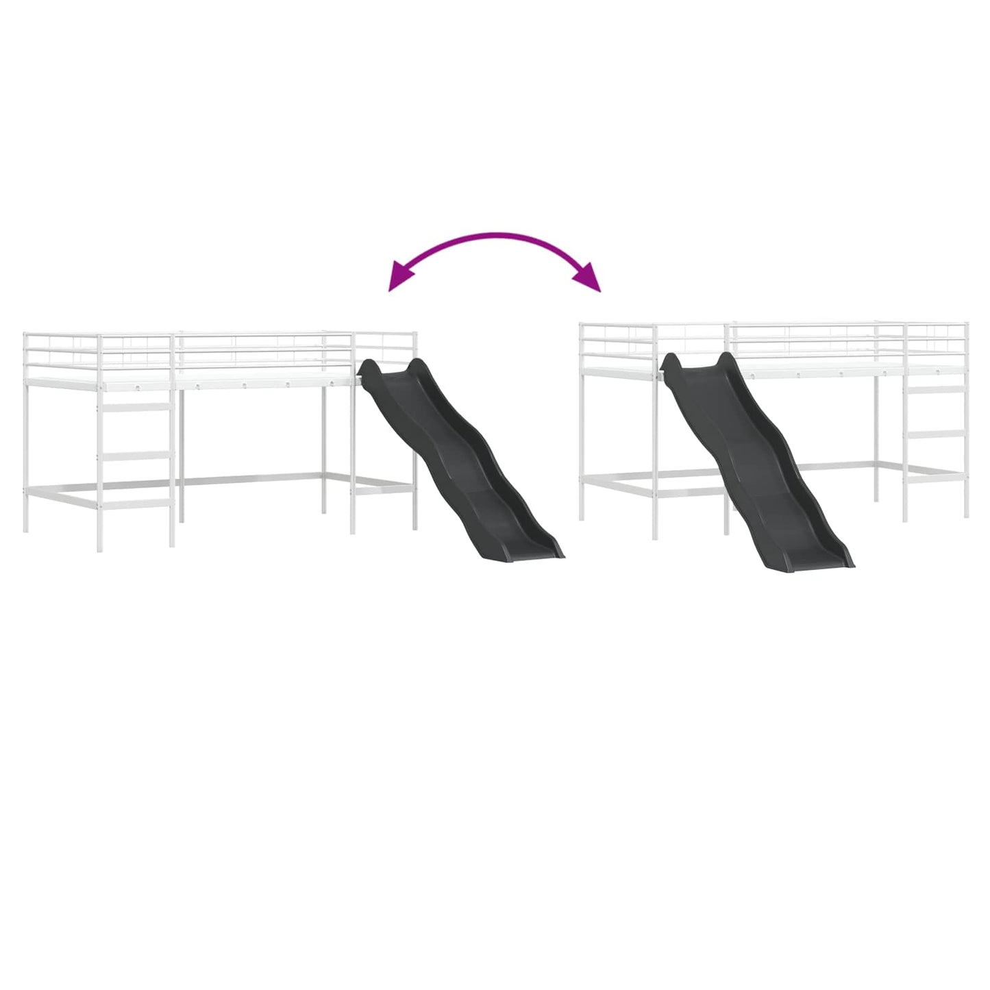 Kinder-Loftbett mit Rutsche Uni Weiß und Anthrazit 80 x 200 cm