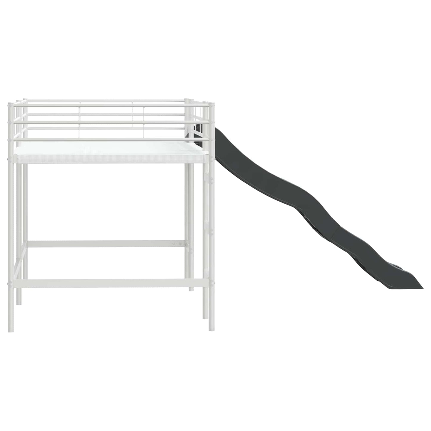 Kinder-Loftbett mit Rutsche Uni Weiß und Anthrazit 80 x 200 cm