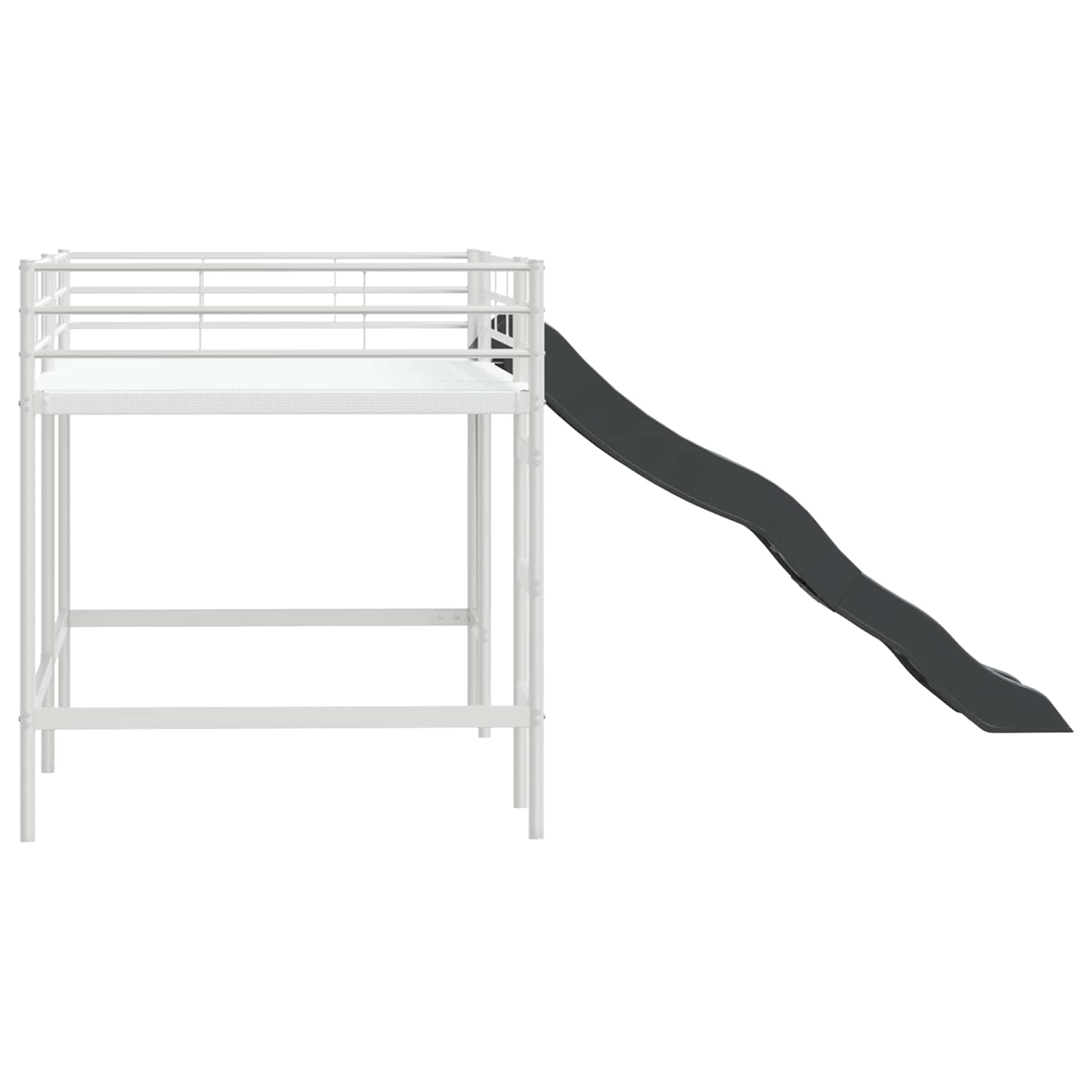 Kinder-Loftbett mit Rutsche Uni Weiß und Anthrazit 80 x 200 cm