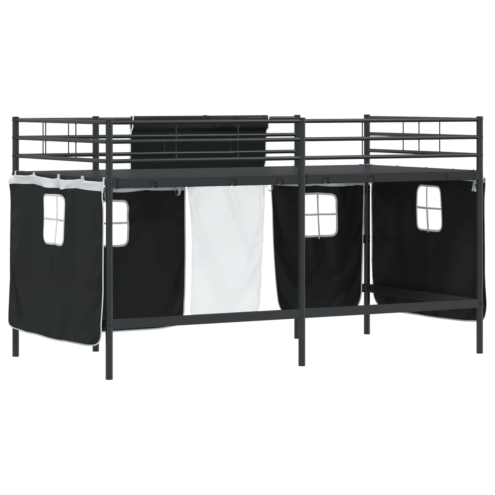 Etagenbett für Kinder mit Vorhängen Uni Schwarz 90 x 200 cm
