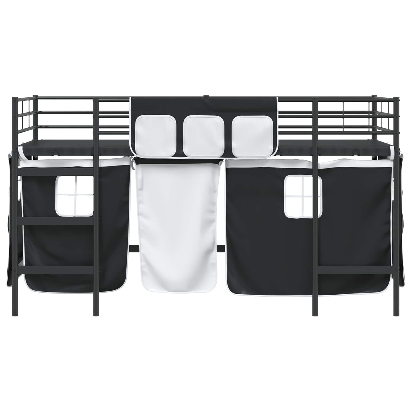 Etagenbett für Kinder mit Vorhängen Uni Schwarz 90 x 200 cm