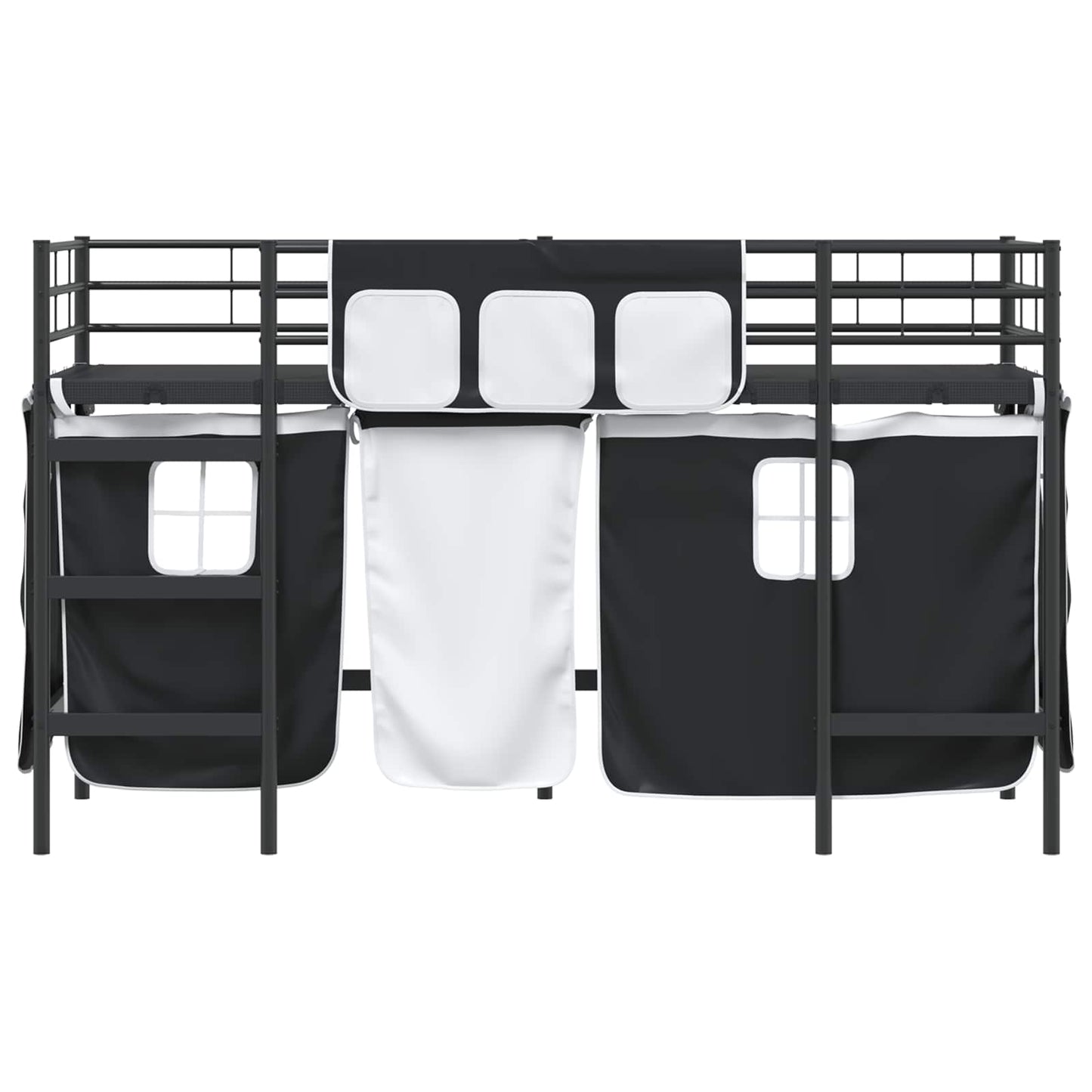 Etagenbett für Kinder mit Vorhängen Uni Schwarz 100 x 190 cm