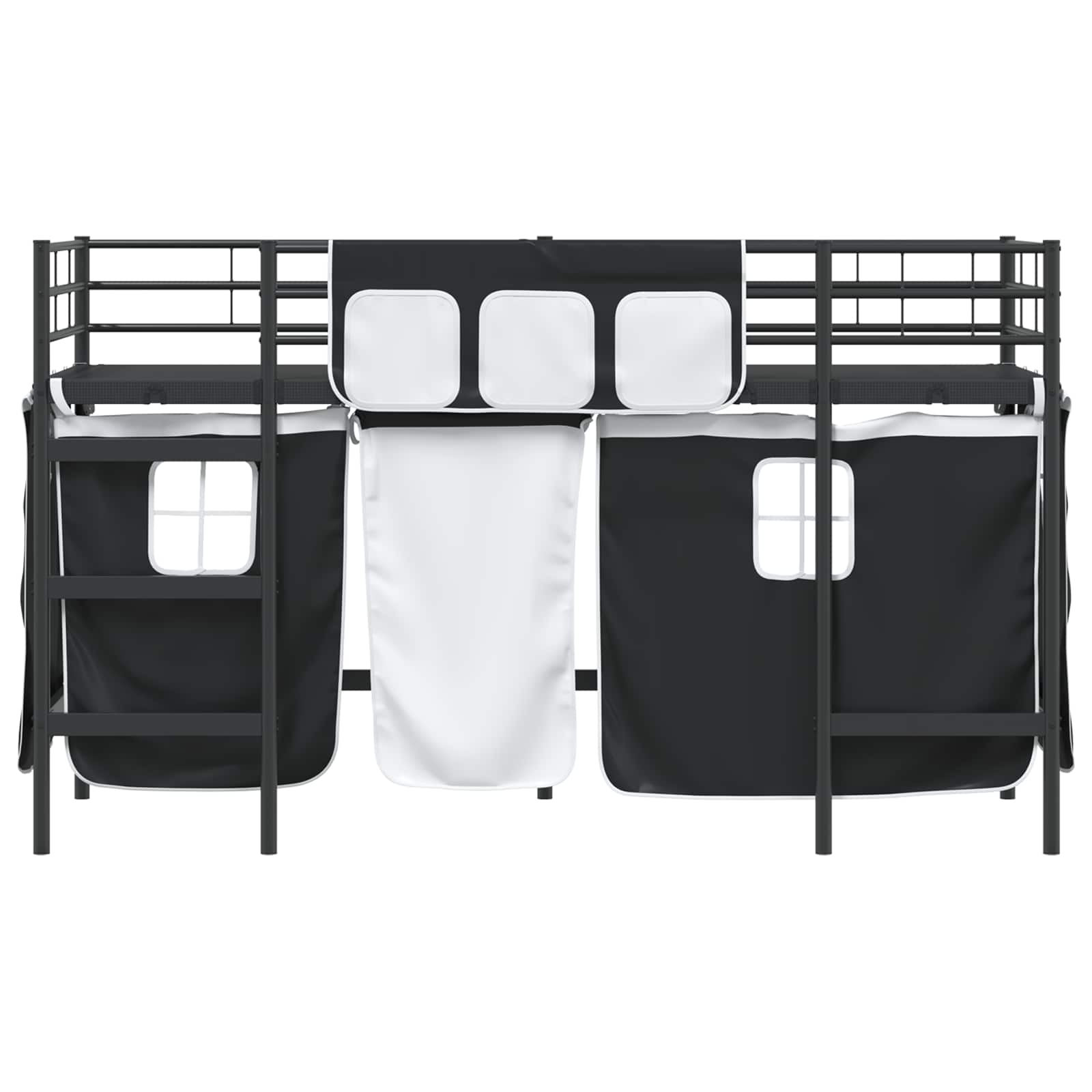 Etagenbett für Kinder mit Vorhängen Uni Schwarz 100 x 190 cm