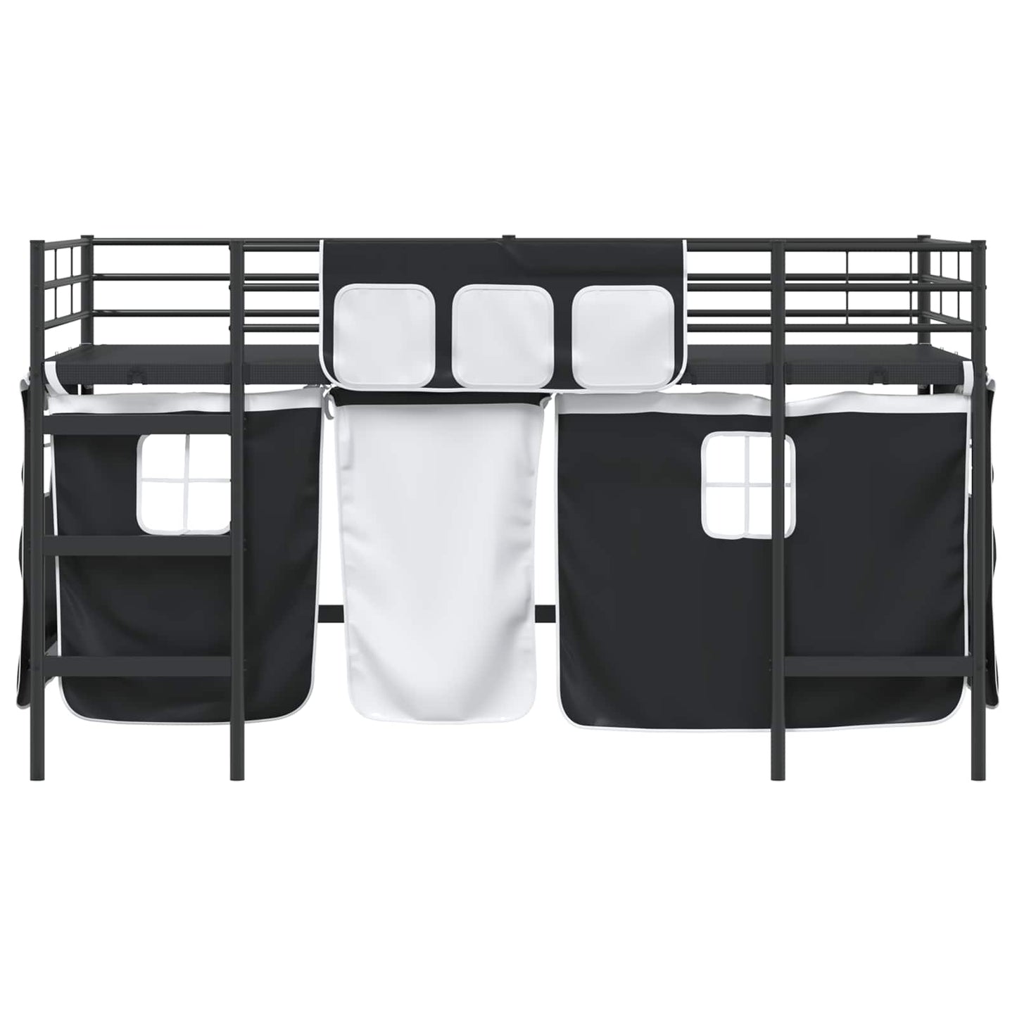 Etagenbett für Kinder mit Vorhängen Uni Schwarz 100 x 200 cm