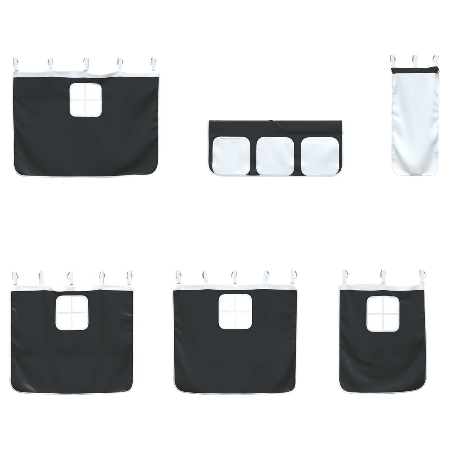 Etagenbett für Kinder mit Vorhängen Uni Schwarz 107 x 203 cm