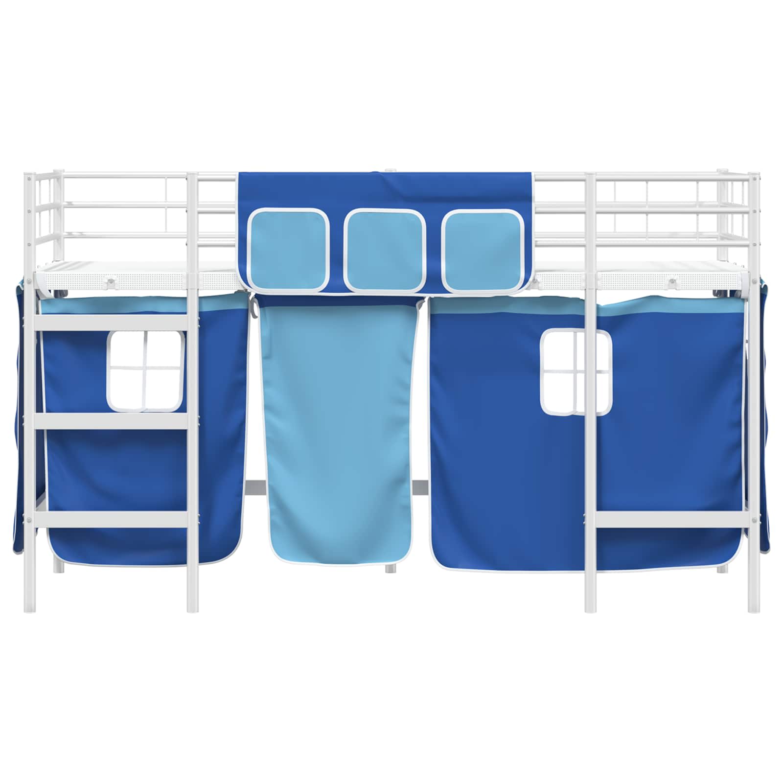Etagenbett für Kinder mit Vorhängen Weiß und Blau 75 x 190 cm