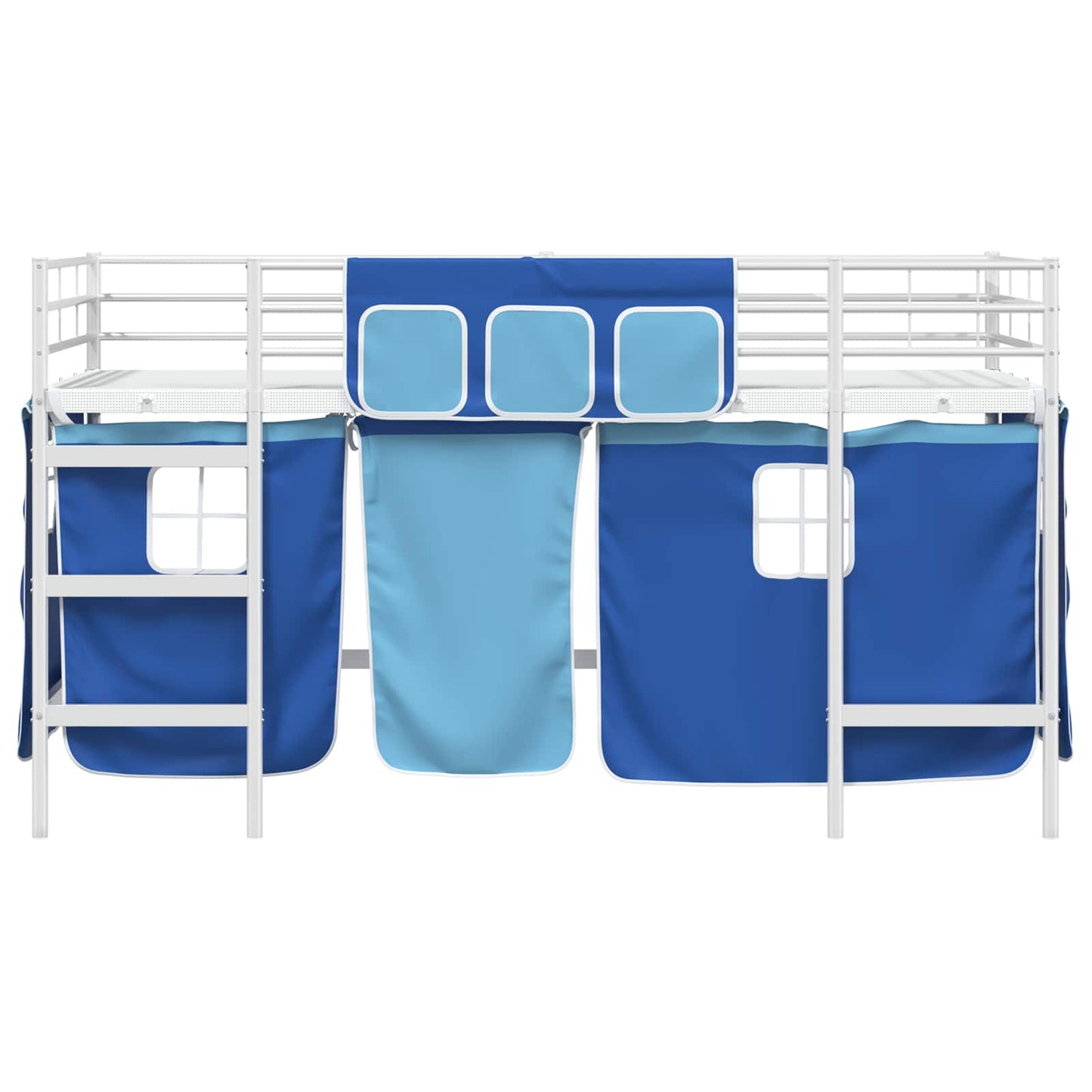 Etagenbett für Kinder mit Vorhängen Weiß und Blau 80 x 200 cm