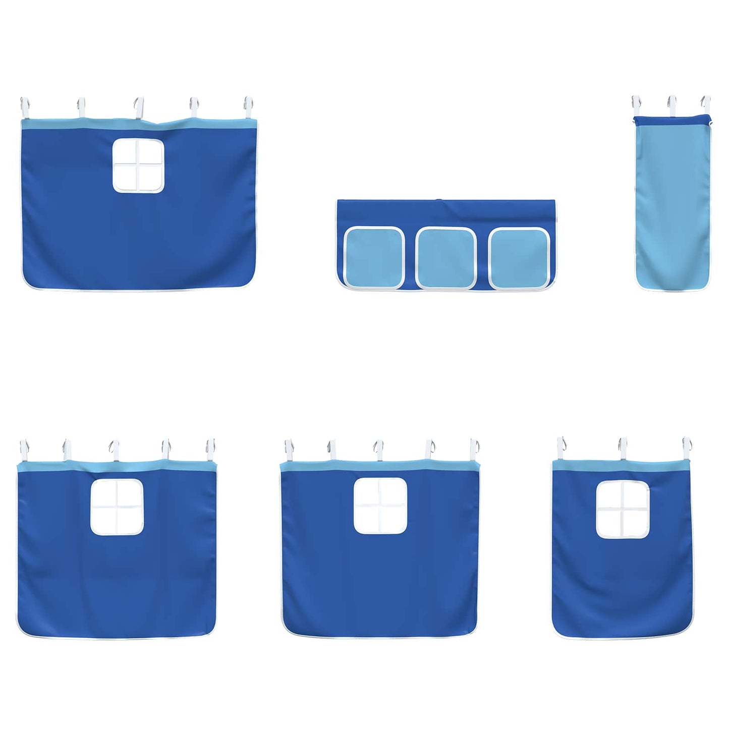 Etagenbett für Kinder mit Vorhängen Weiß und Blau 80 x 200 cm
