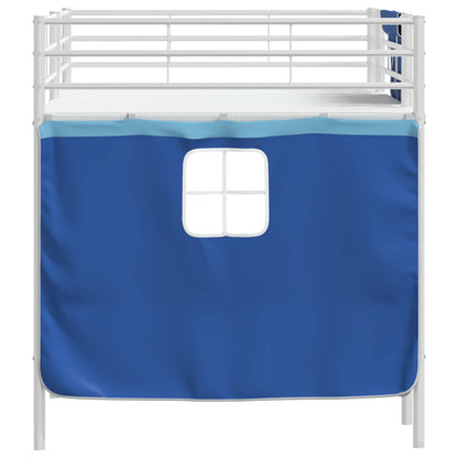 Etagenbett für Kinder mit Vorhängen Weiß und Blau 80 x 200 cm