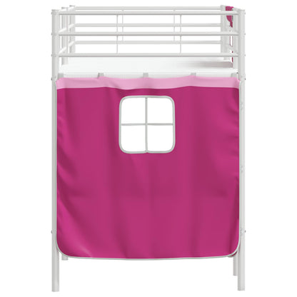 Etagenbett für Kinder mit Vorhängen Weiß und Rosa 90 x 190 cm