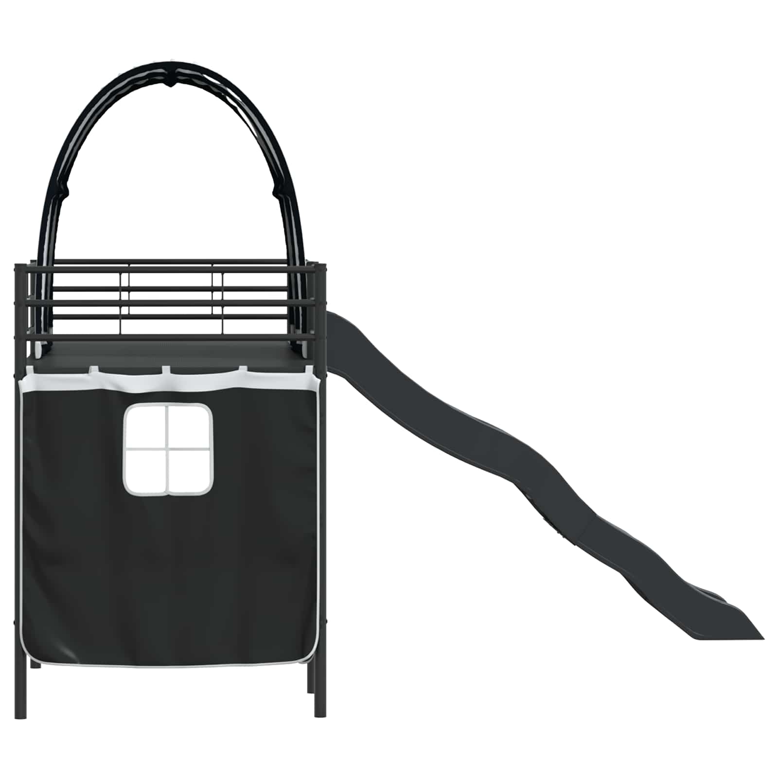 Etagenbett für Kinder mit Vorhängen Schwarz 75 x 190 cm Metall