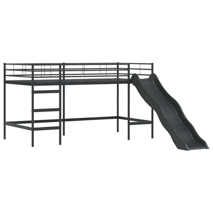 Etagenbett für Kinder mit Vorhängen Schwarz 107 x 203 cm Metall