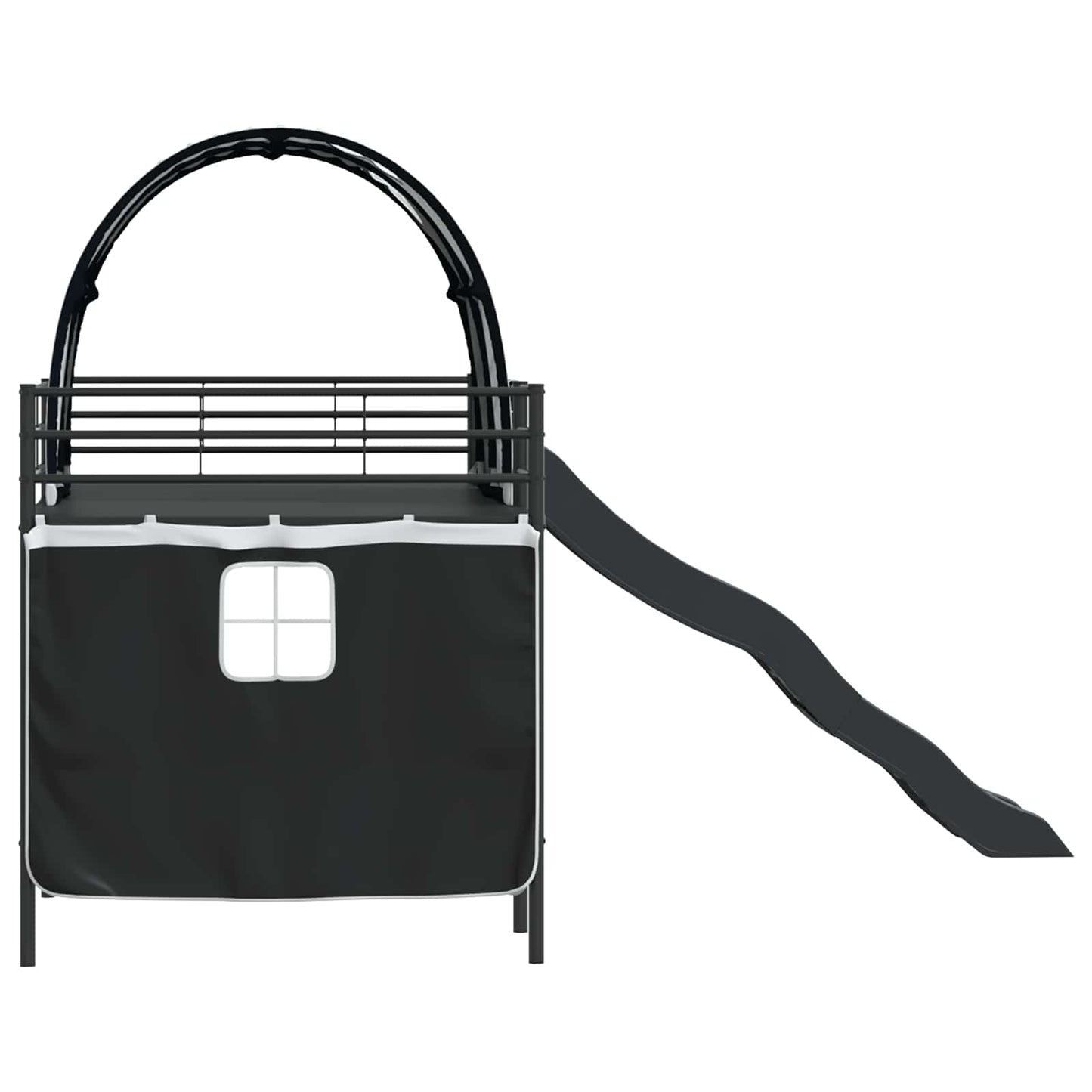 Etagenbett für Kinder mit Vorhängen Schwarz 107 x 203 cm Metall