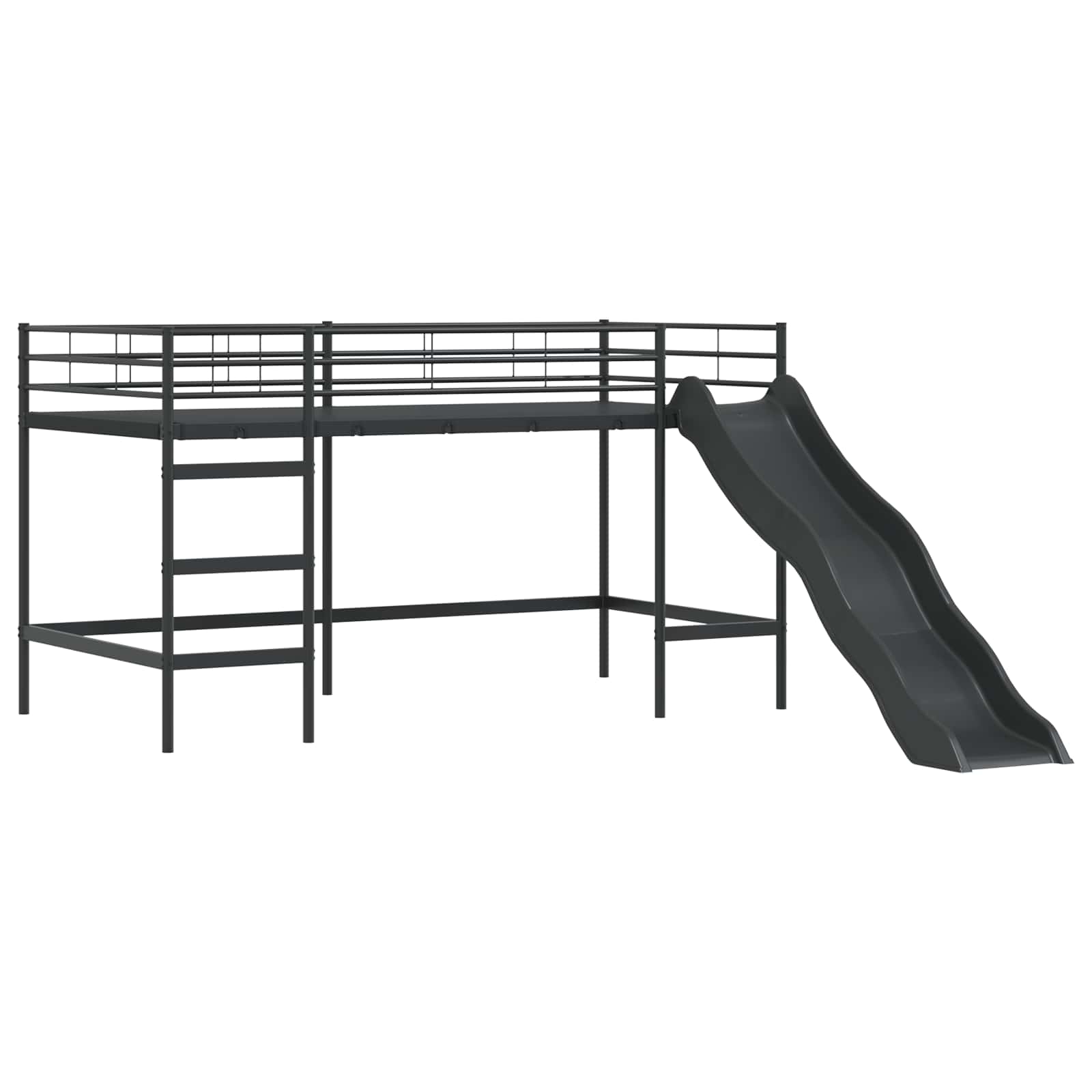 Etagenbett für Kinder mit Vorhängen Uni Schwarz und Blau Metall