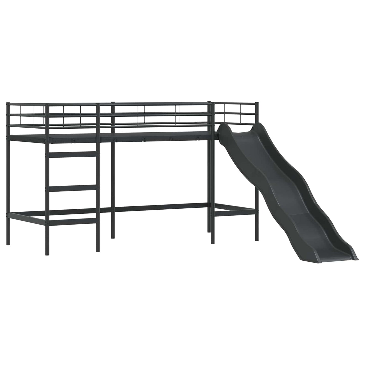 Etagenbett für Kinder mit Vorhängen Uni Schwarz und Pink Metall
