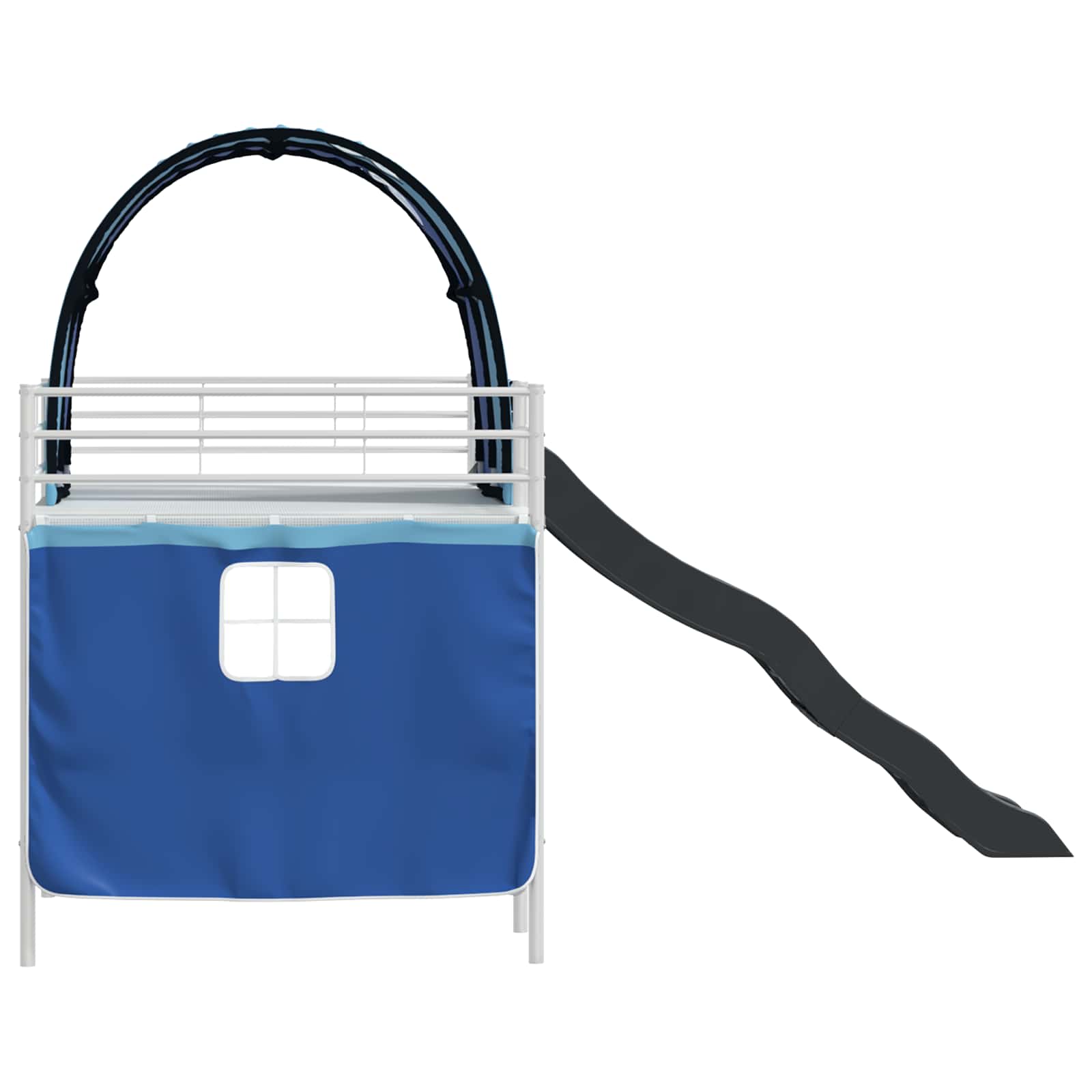 Etagenbett für Kinder mit Vorhängen Weiß und Blau 80 x 200 cm
