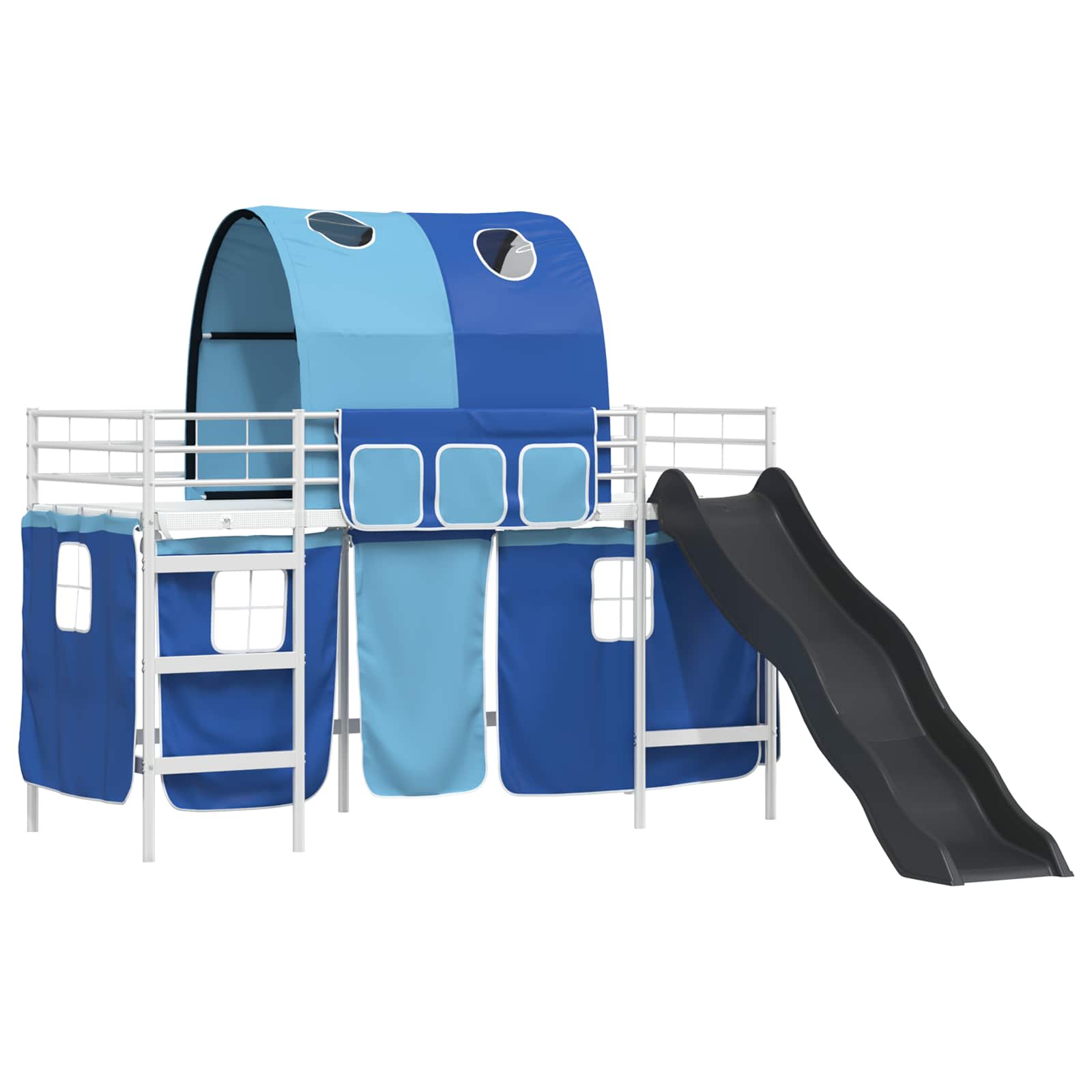 Etagenbett für Kinder mit Vorhängen Weiß und Blau 90 x 190 cm