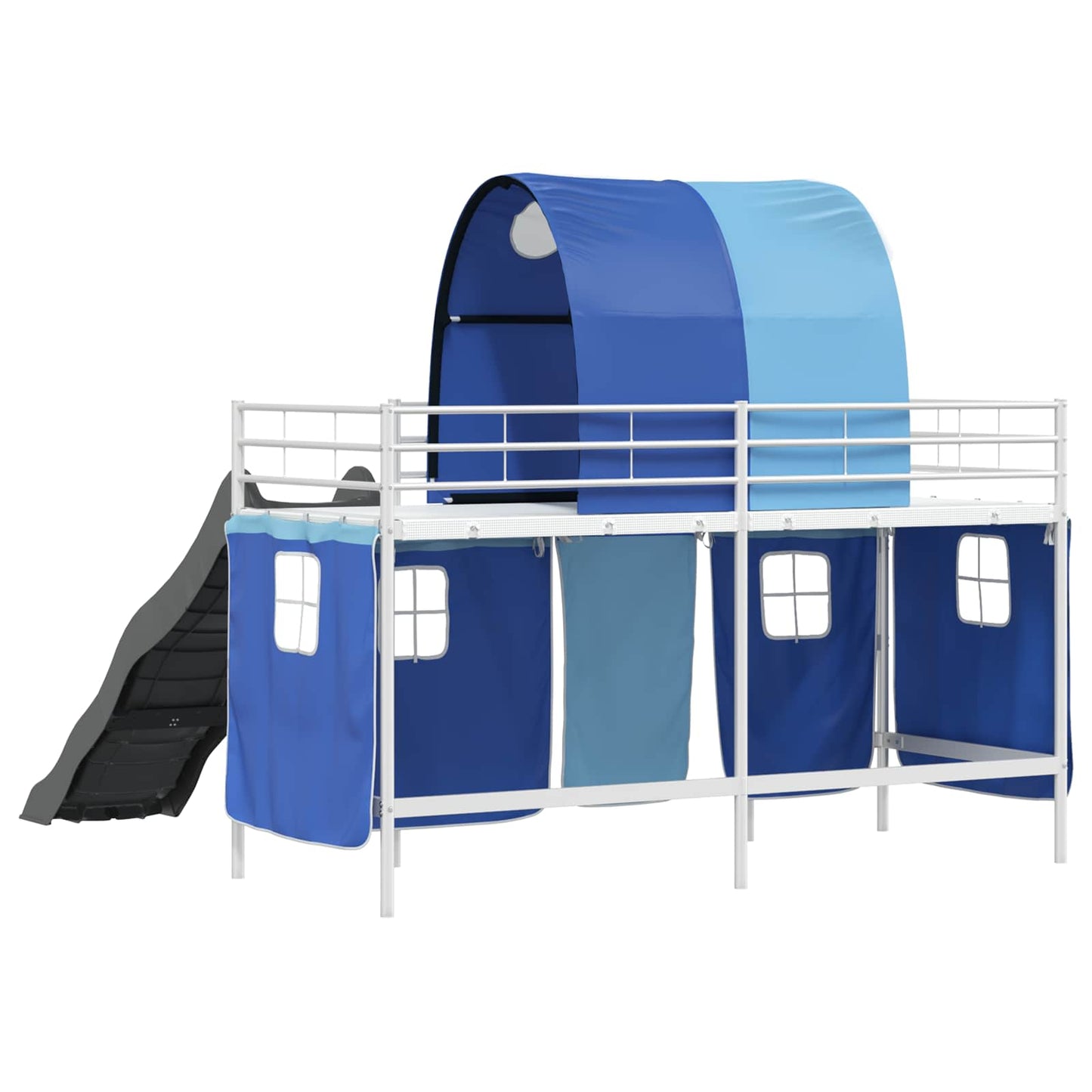 Etagenbett für Kinder mit Vorhängen Weiß und Blau 90 x 190 cm