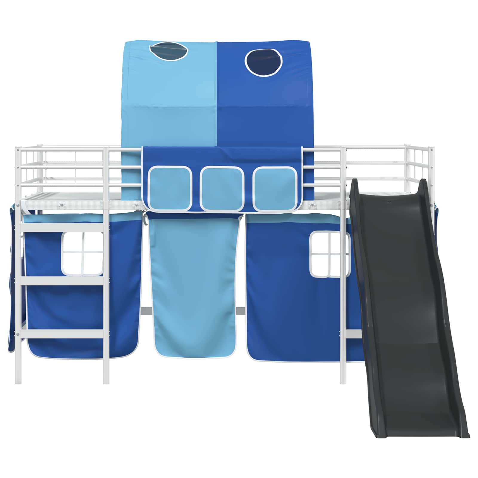 Etagenbett für Kinder mit Vorhängen Weiß und Blau 90 x 200 cm