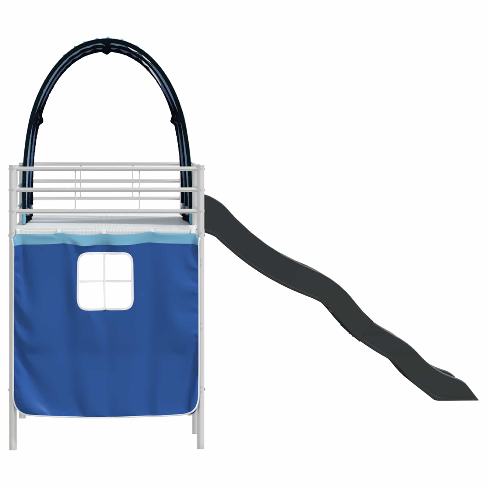 Etagenbett für Kinder mit Vorhängen Weiß und Blau 100 x 190 cm