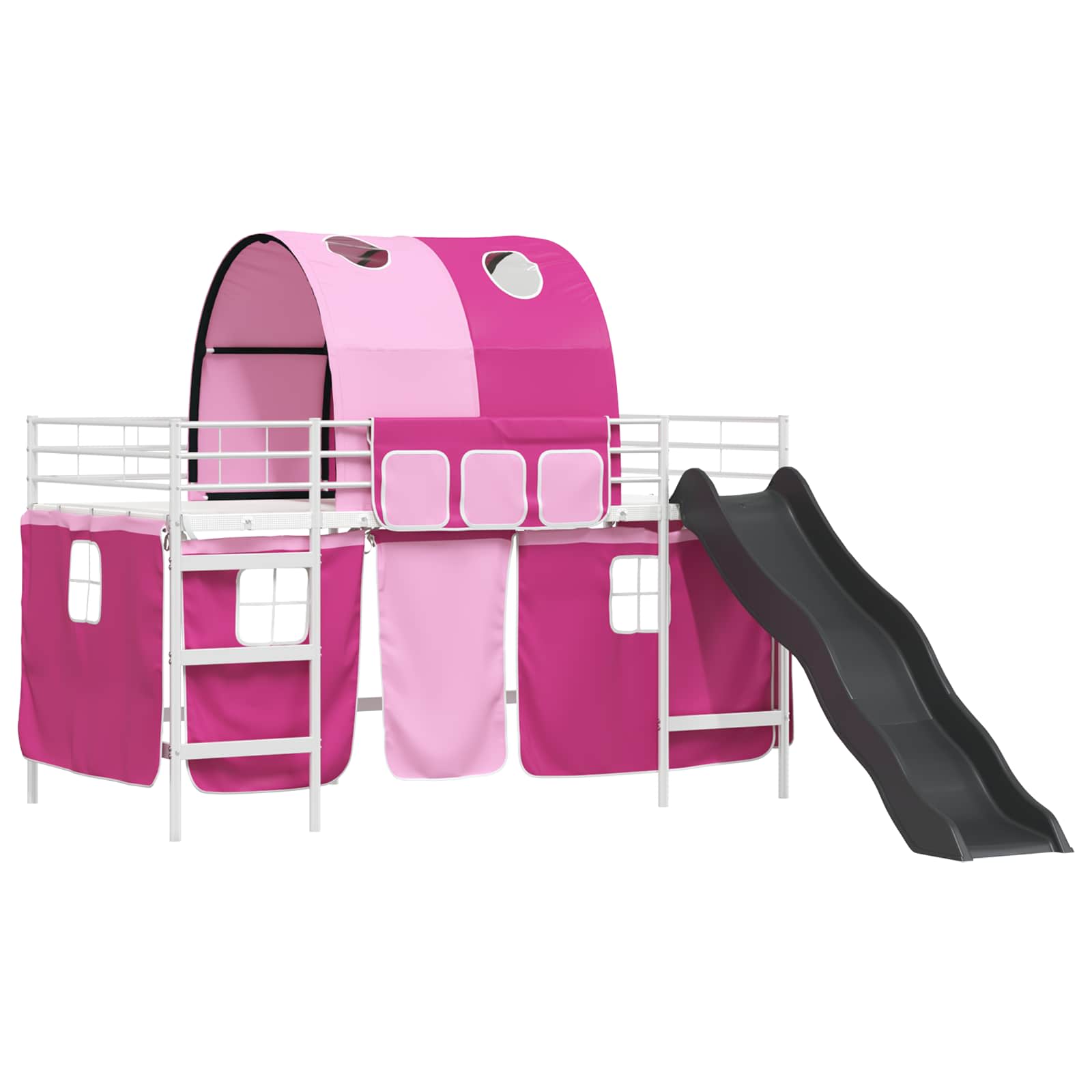 Etagenbett für Kinder mit Vorhängen Weiß und Rosa 80 x 200 cm