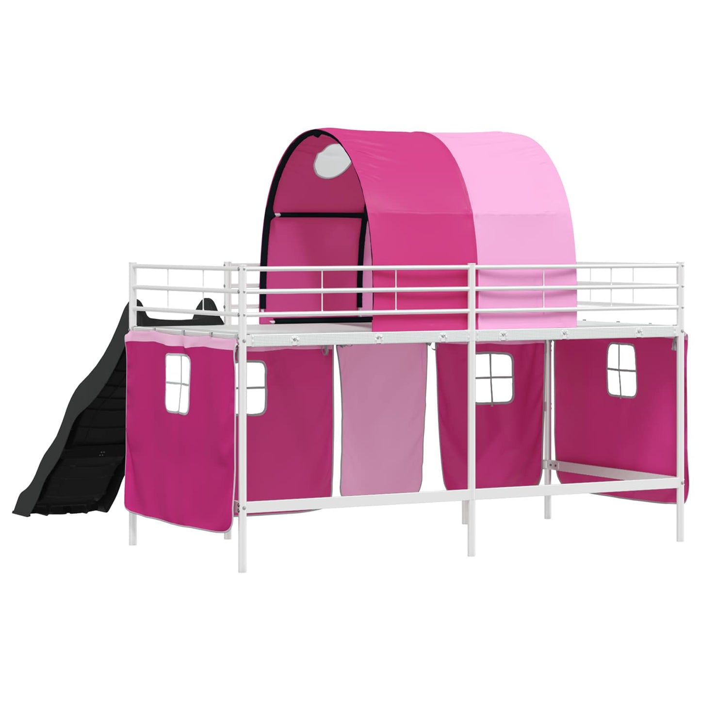 Etagenbett für Kinder mit Vorhängen Weiß und Rosa 80 x 200 cm