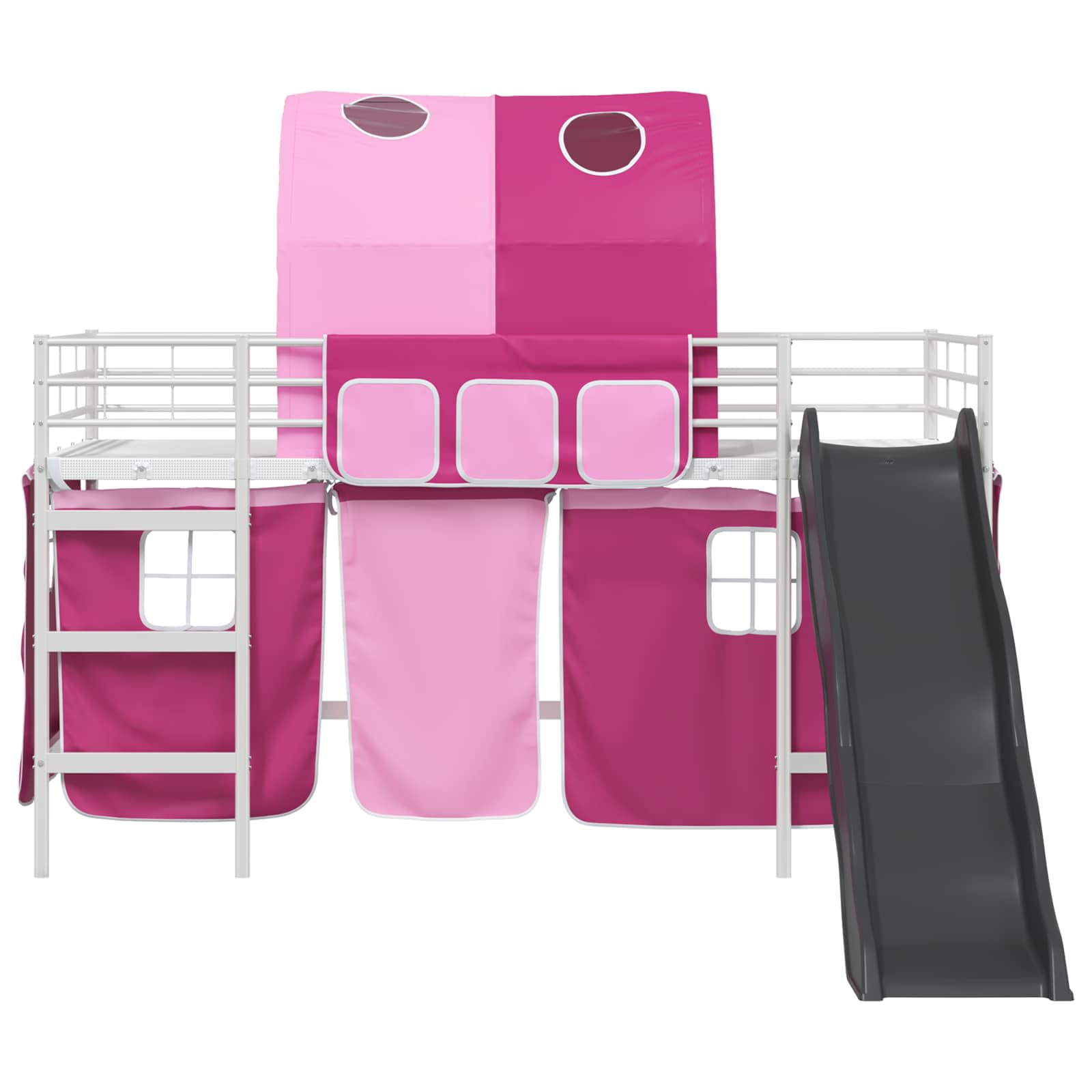 Etagenbett für Kinder mit Vorhängen Weiß und Rosa 80 x 200 cm