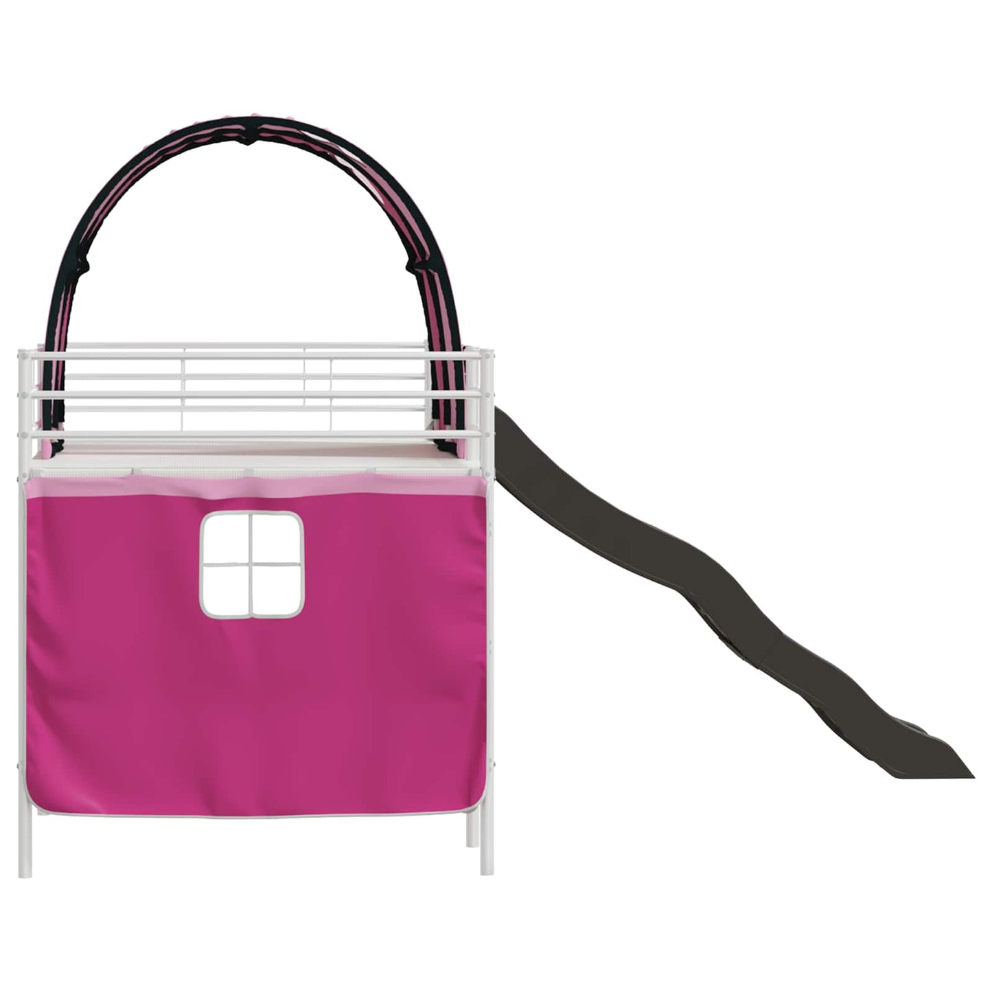 Etagenbett für Kinder mit Vorhängen Weiß und Rosa 80 x 200 cm