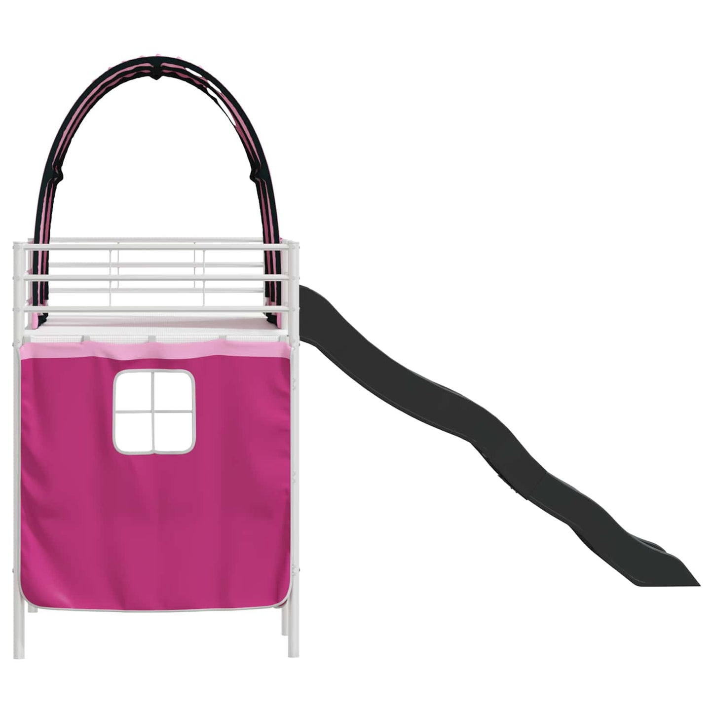 Etagenbett für Kinder mit Vorhängen Weiß und Rosa 90 x 190 cm