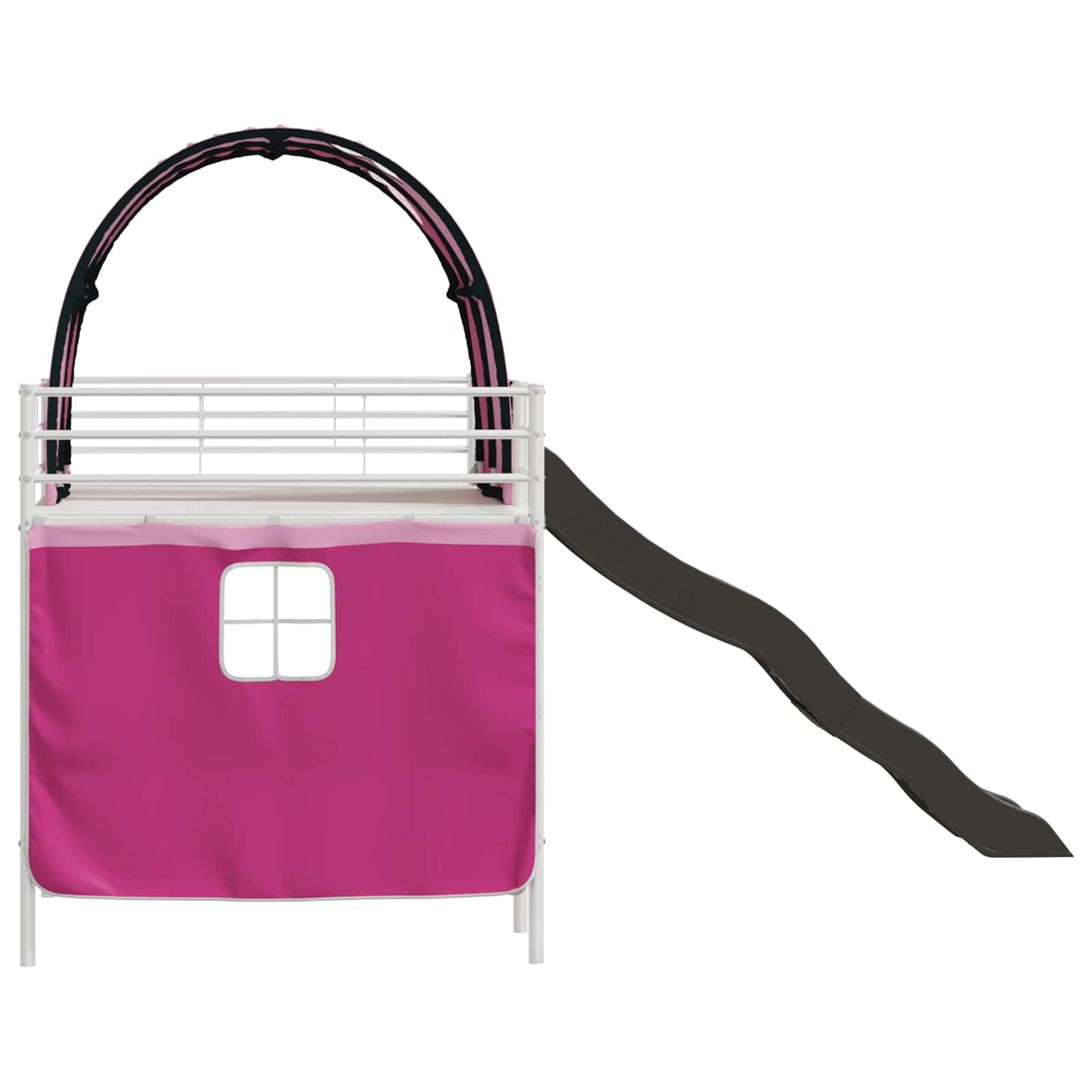 Etagenbett für Kinder mit Vorhängen Weiß und Rosa 90 x 200 cm