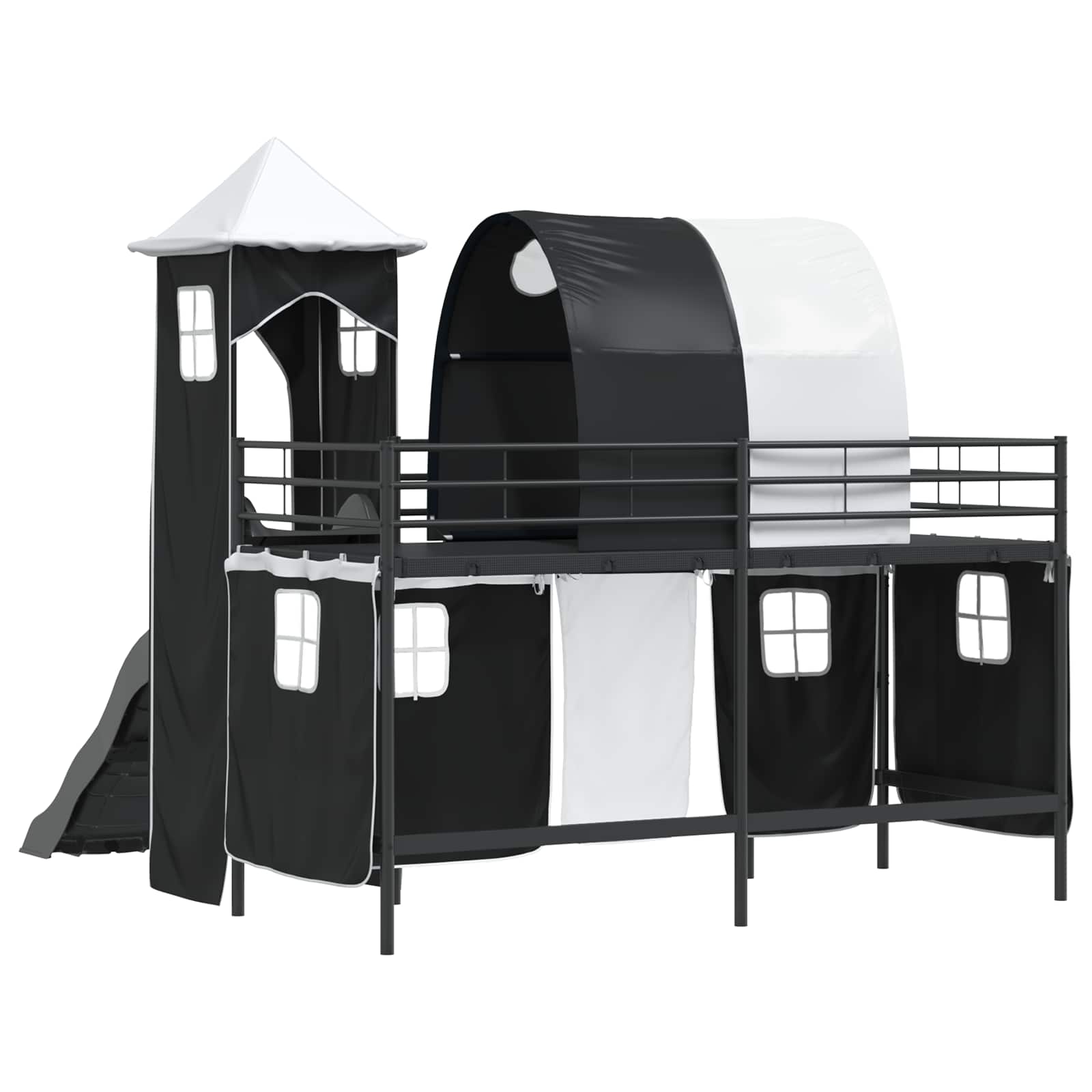 Kinder Etagenbett Gestell Uni Schwarz 75 x 190 cm Metall