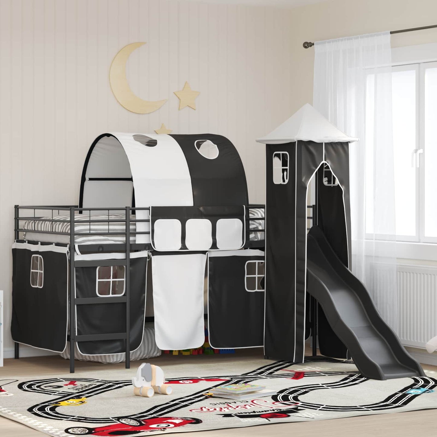 Kinder Etagenbett Gestell Uni Schwarz 80 x 200 cm Metall