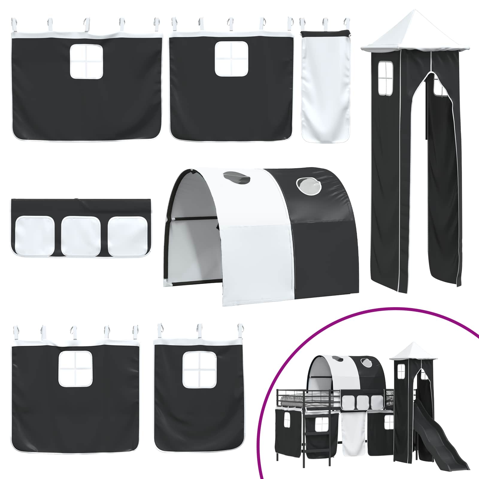 Kinder Etagenbett Gestell Uni Schwarz 80 x 200 cm Metall