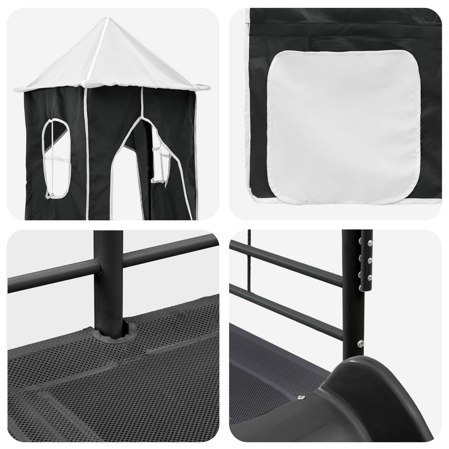Kinder Etagenbett Gestell Uni Schwarz 90 x 190 cm Metall