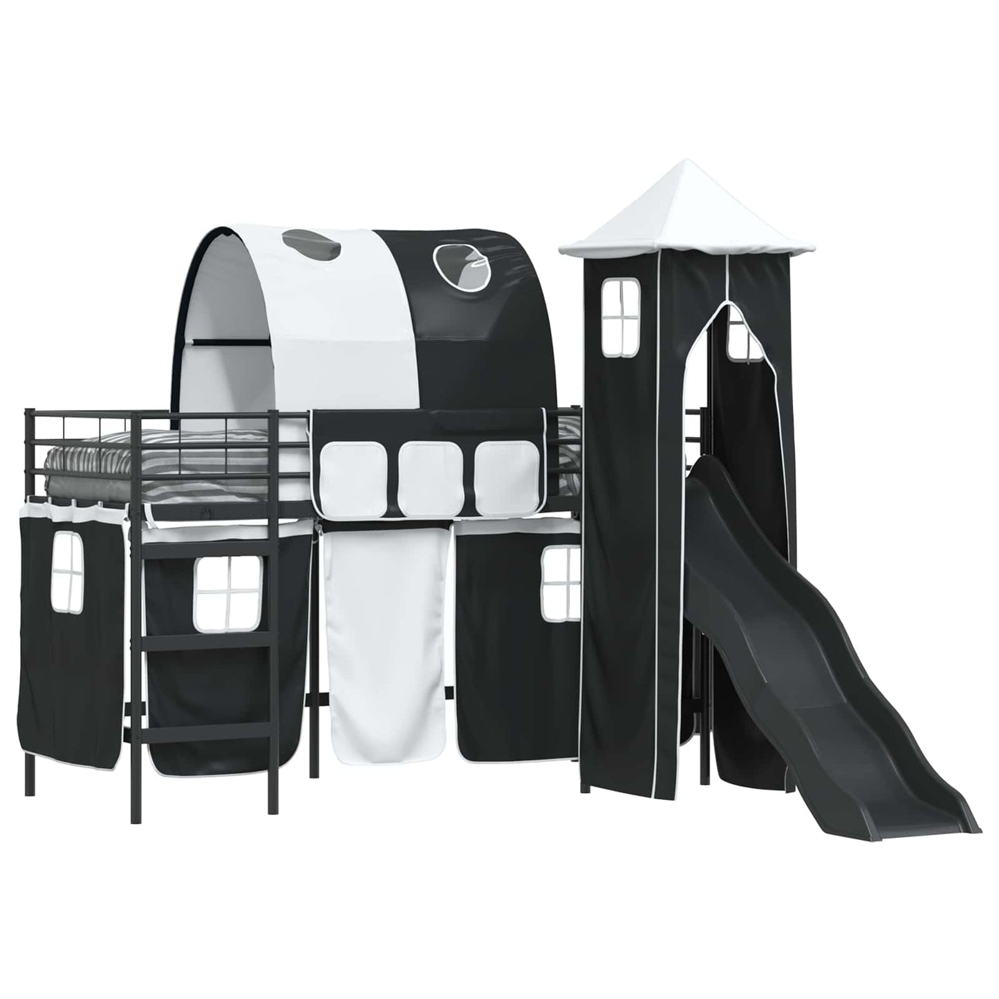 Kinder Etagenbett Gestell Uni Schwarz 90 x 190 cm Metall