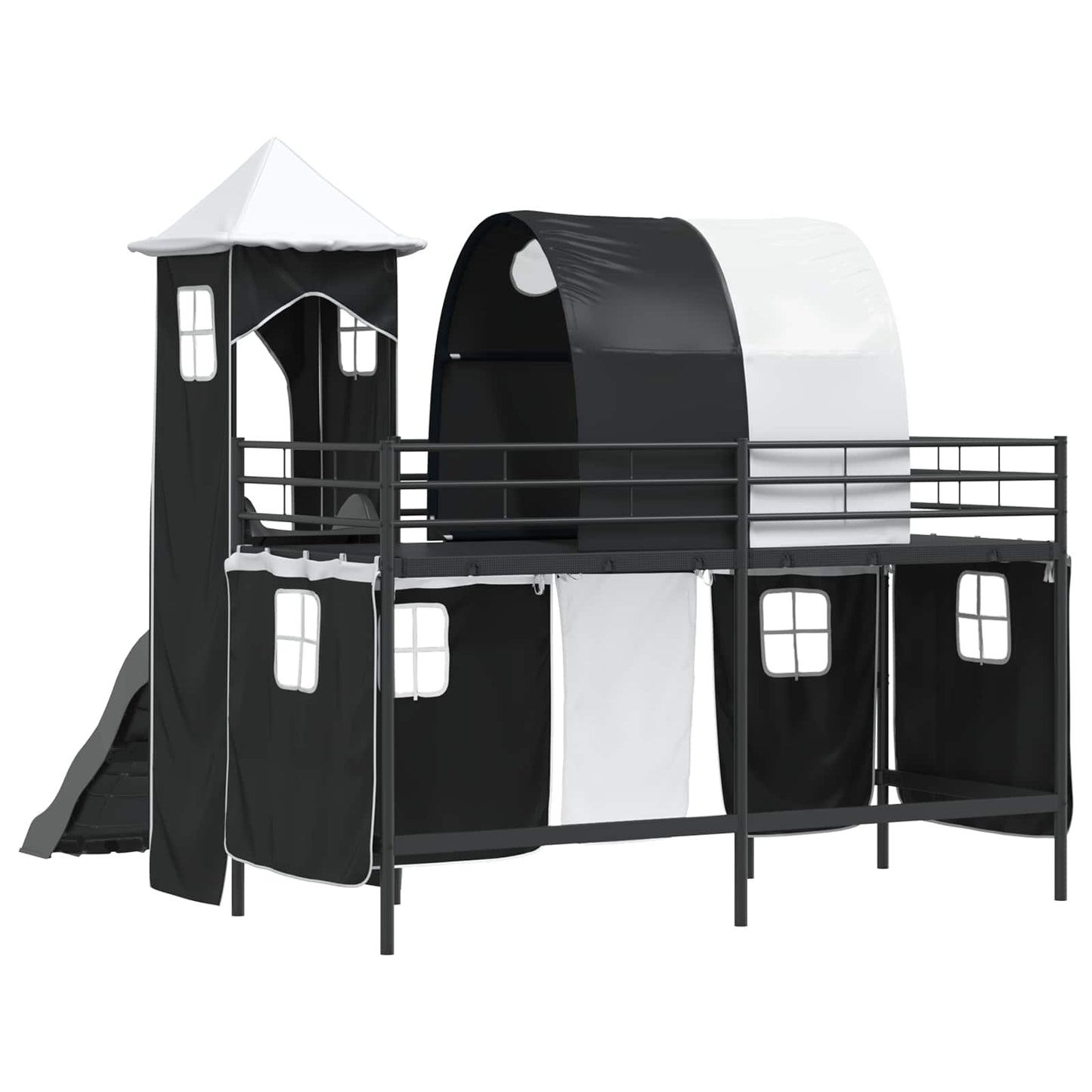 Kinder Etagenbett Gestell Uni Schwarz 90 x 190 cm Metall
